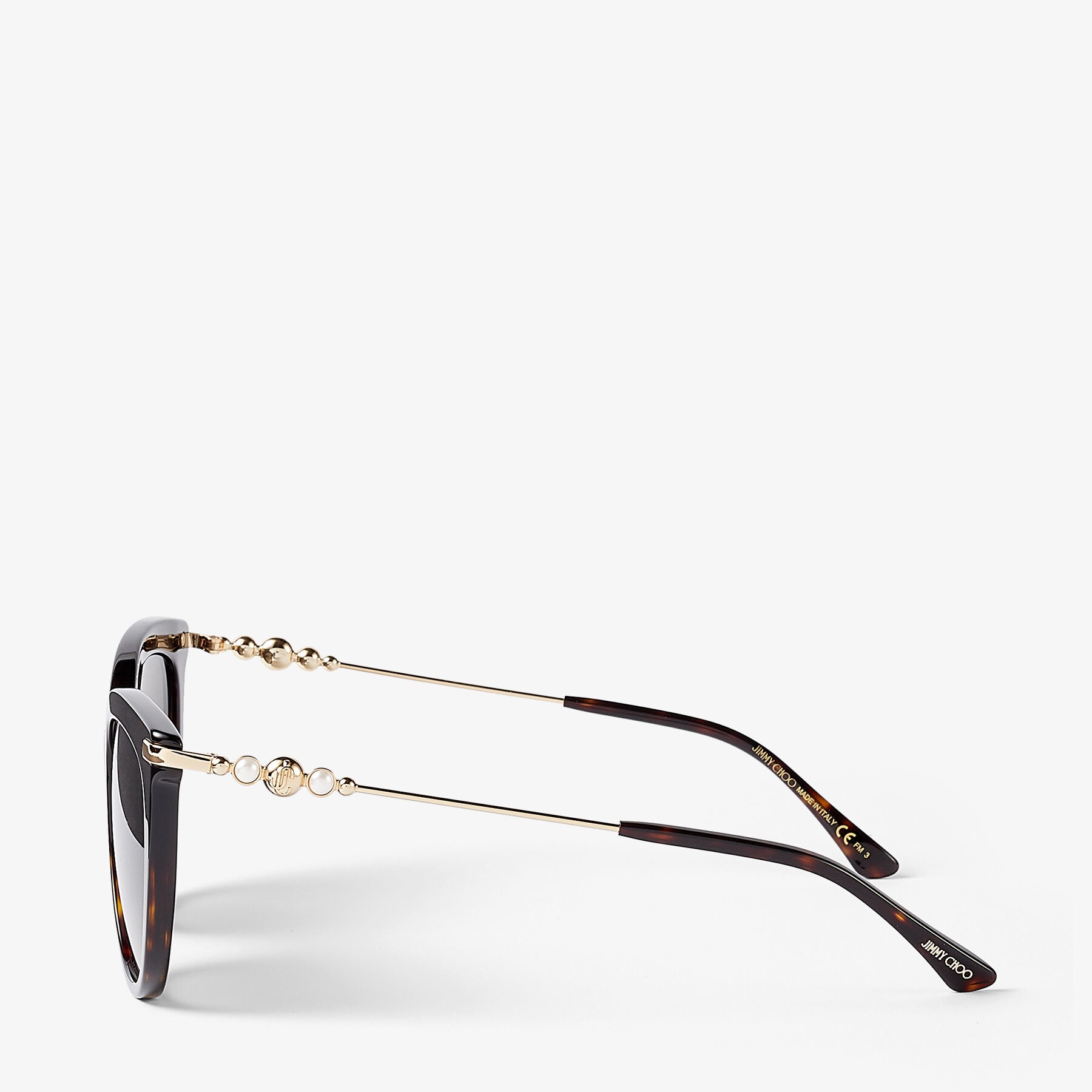 Tinsley/g/s 56
Brown Havana Cat Eye Sunglasses with Pearls - 2