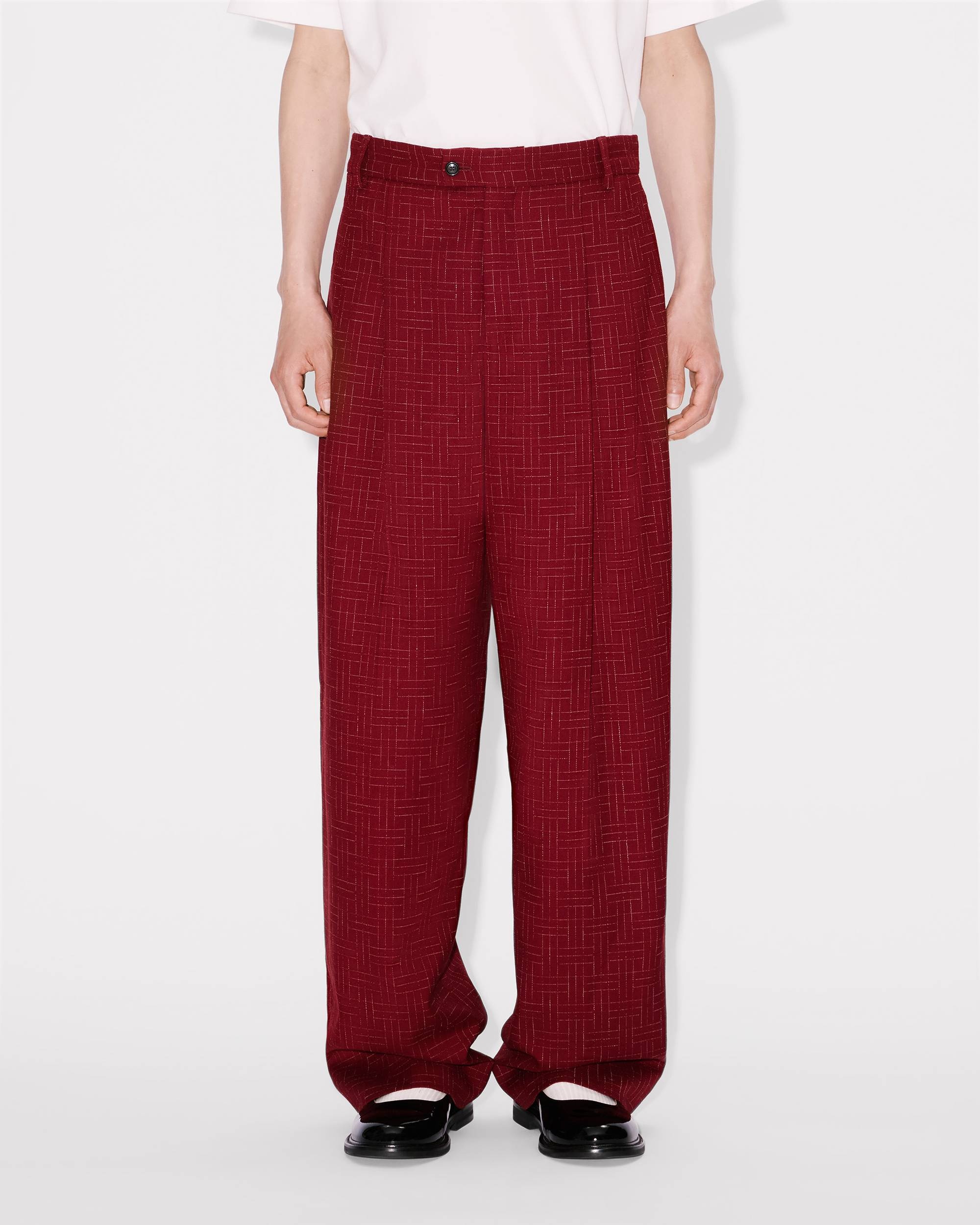 'KENZO Weave' straight tailored pants in virgin wool jacquard - 4