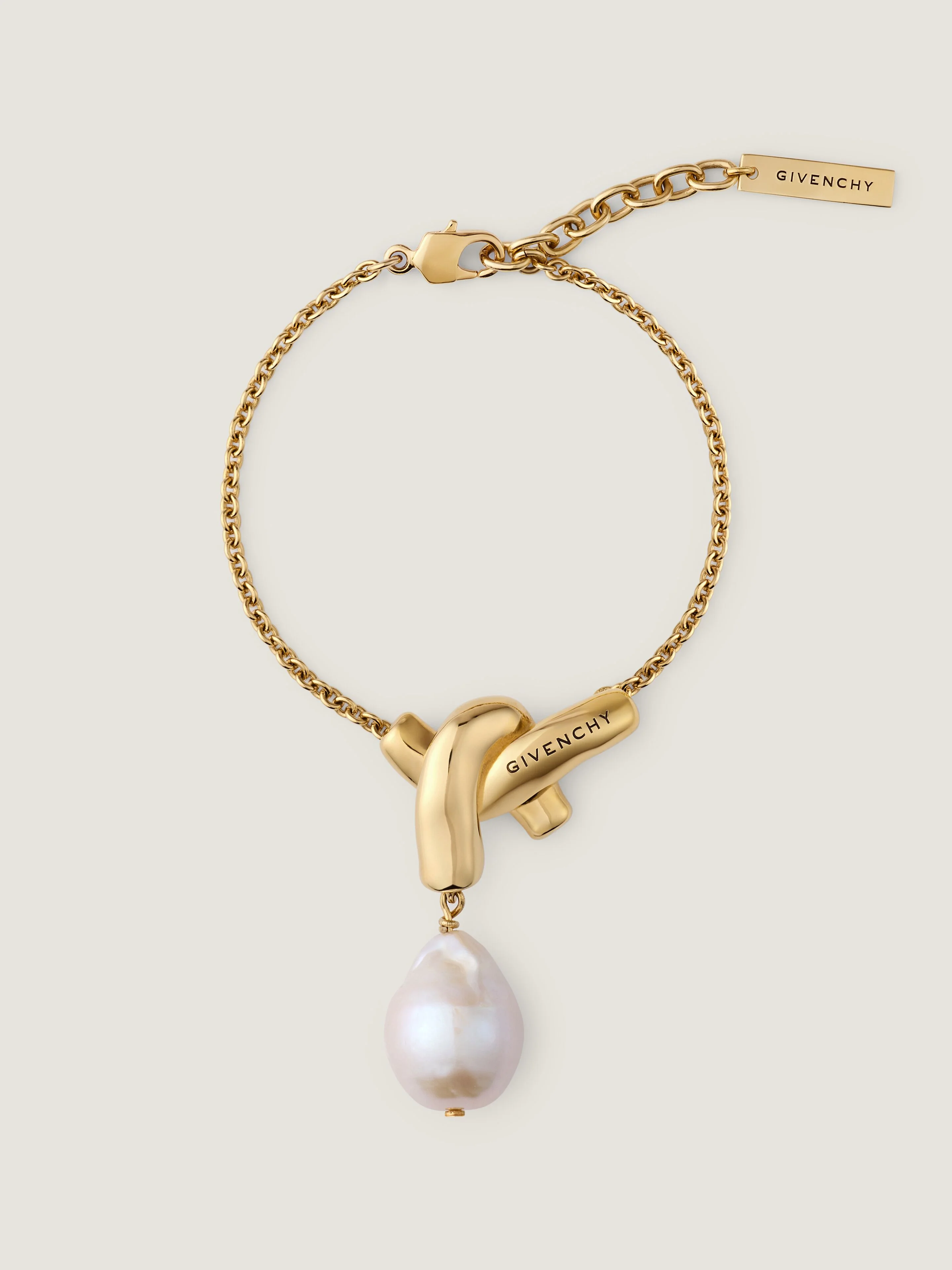 CHAIN LINK BRACELET IN METAL AND PEARL - 1