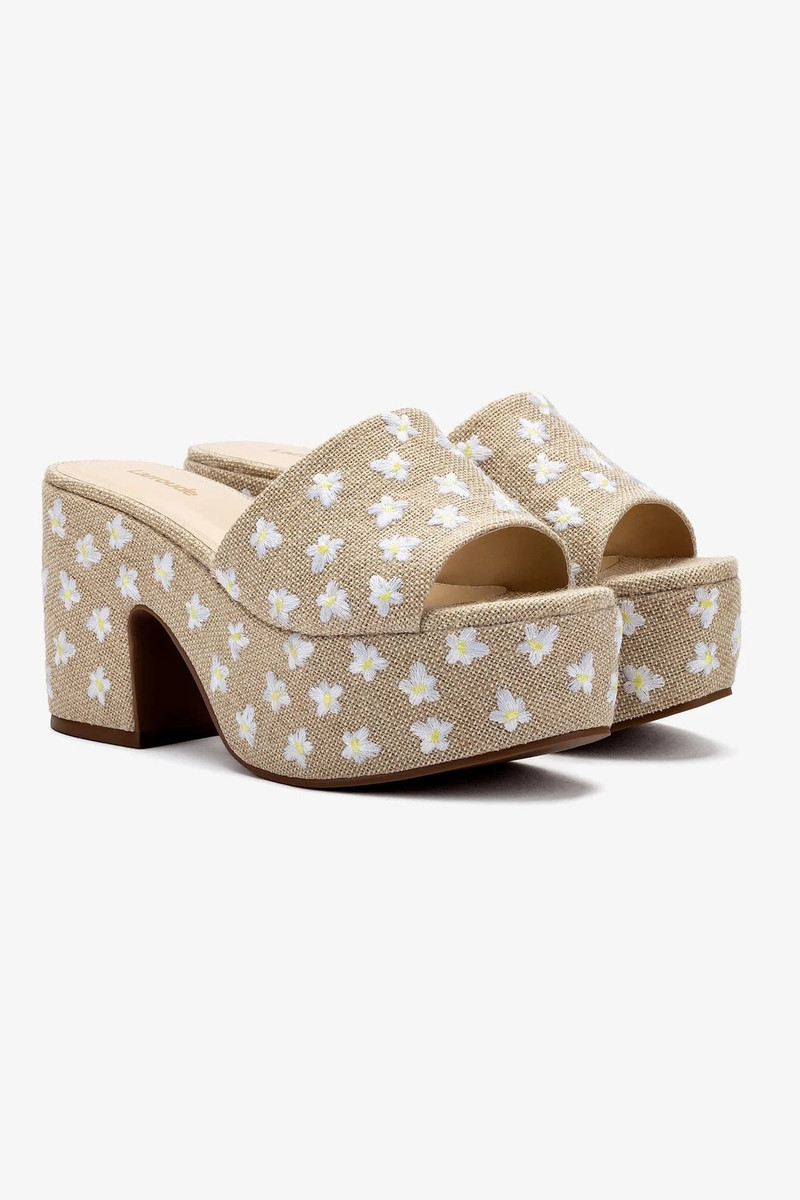 Larroudé Miso Platform Sandal In Raw Linen outlook