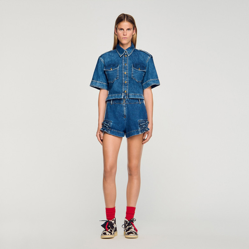 RUFFLED DENIM SHORTS 3