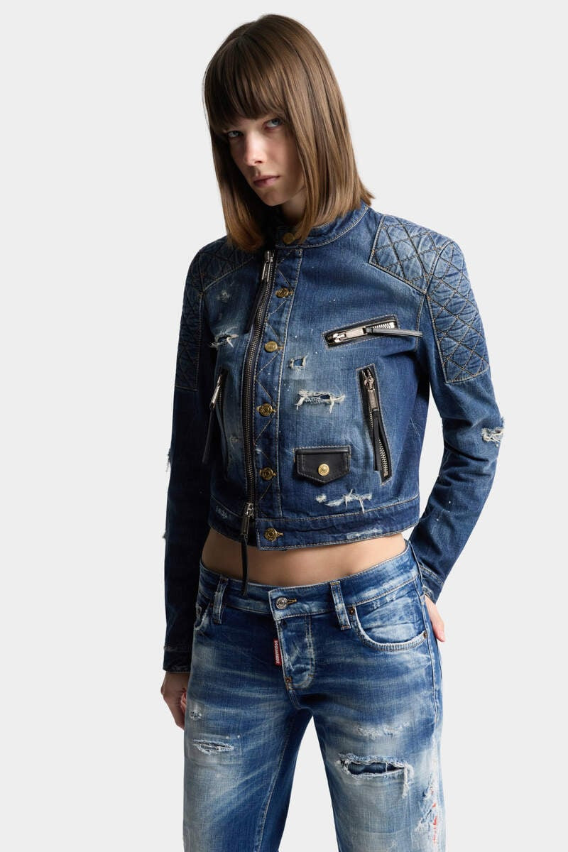 MEDIUM BROKEN BIKER JEAN JACKET 3