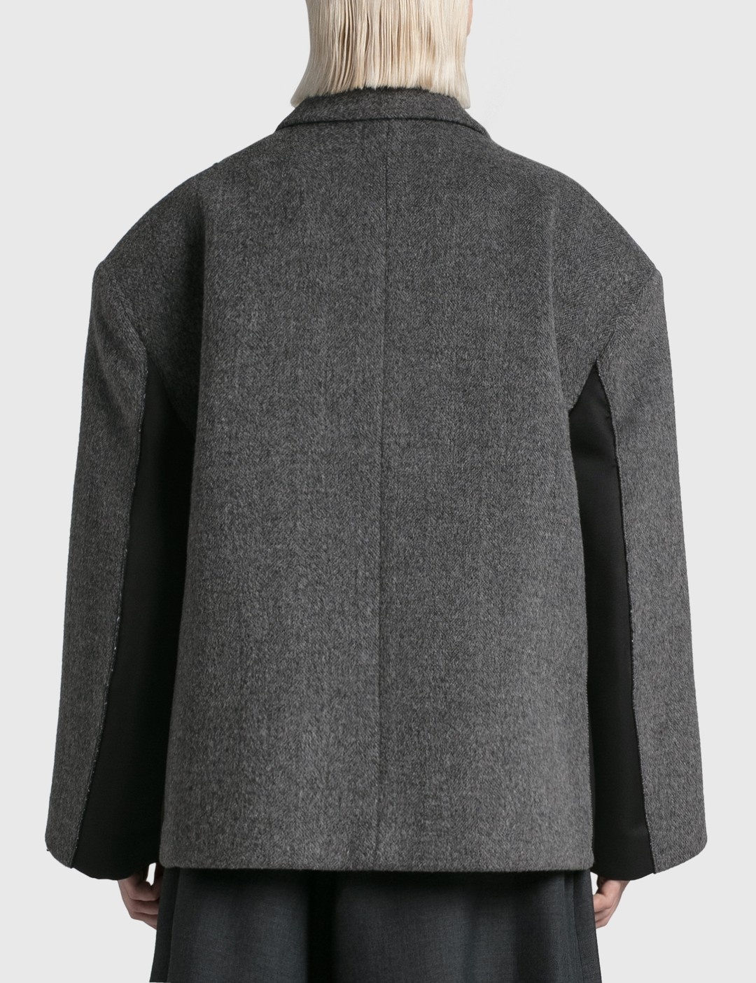 GREY WOOL OVERSIZED CAPE JACKET - 3