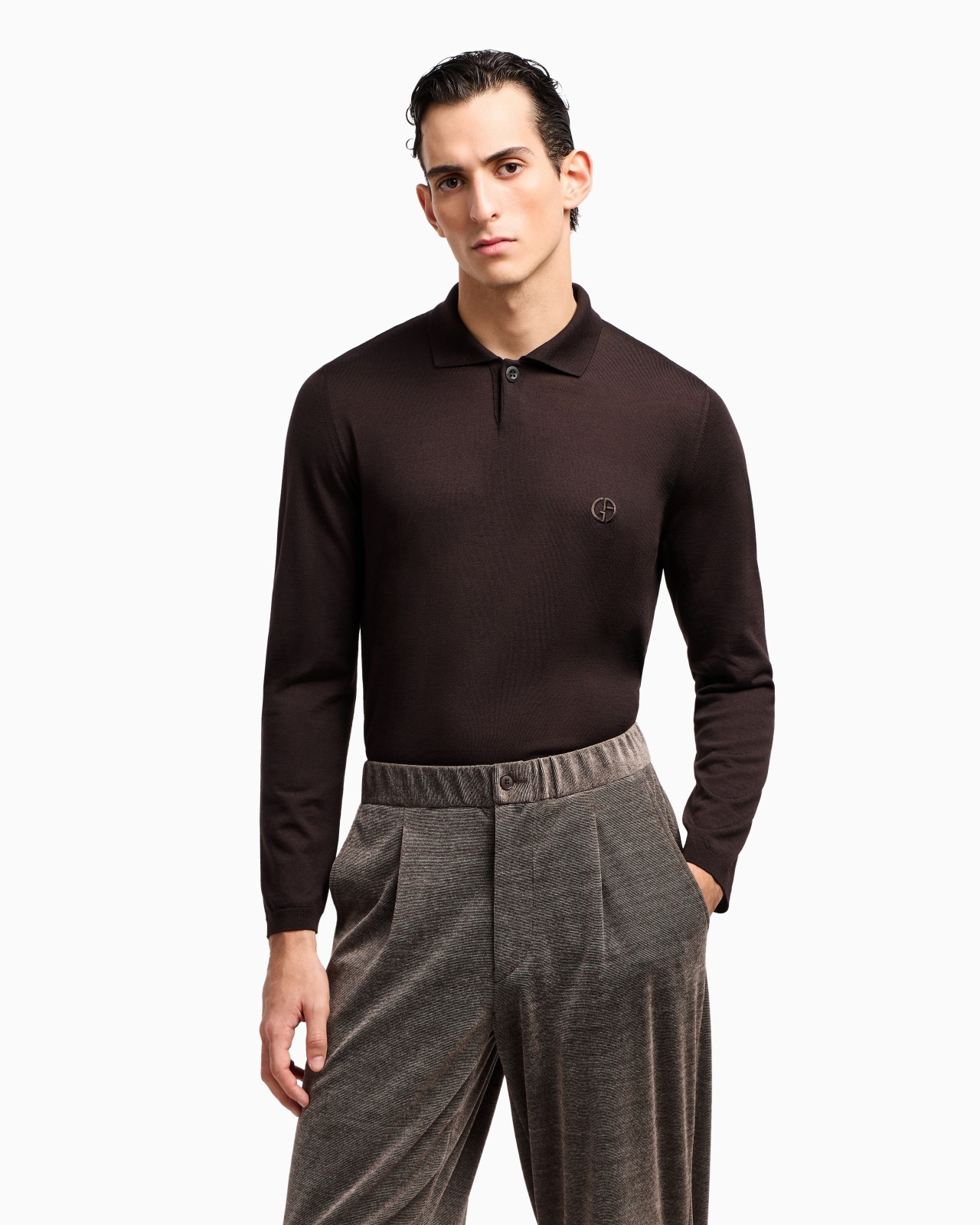 LONG-SLEEVED POLO SHIRT IN VIRGIN WOOL - 4