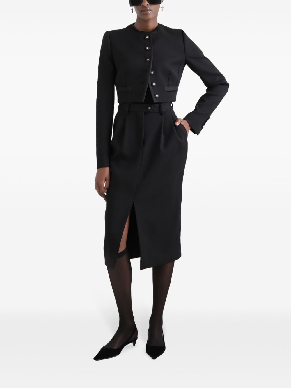 pleat-detail midi skirt - 2