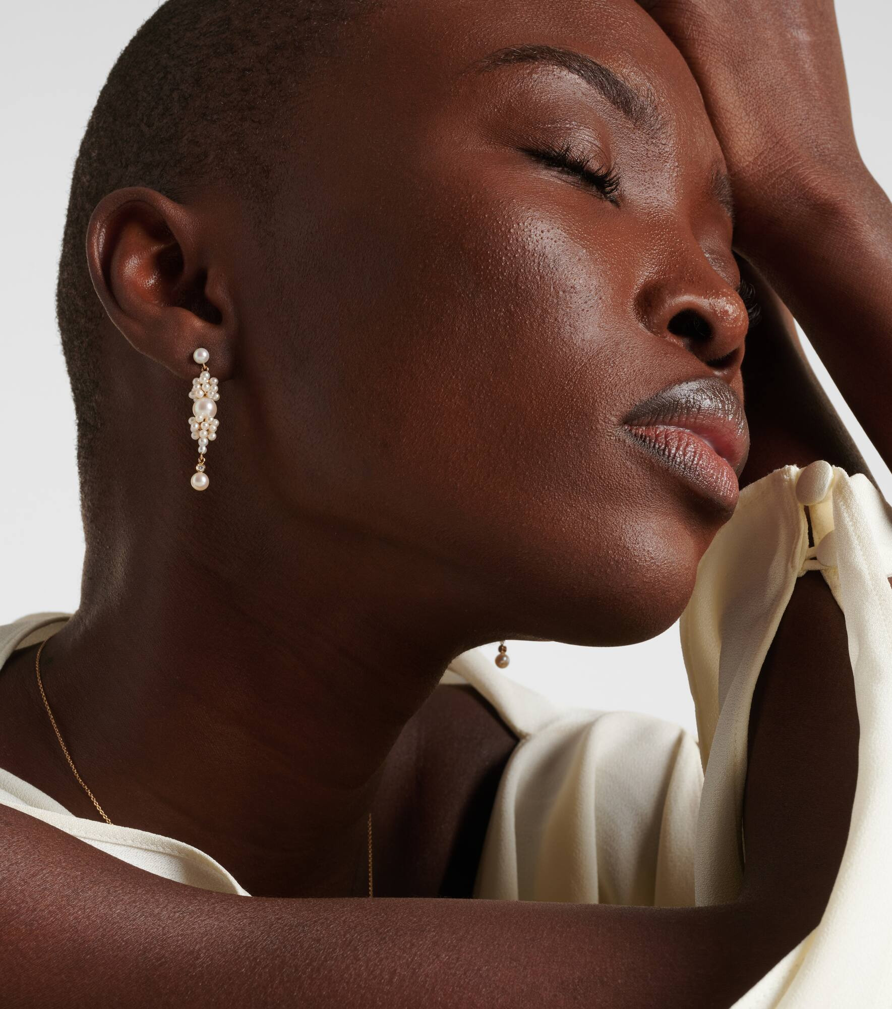 Rêve de Diamant 14kt gold earrings with diamonds and pearls - 2