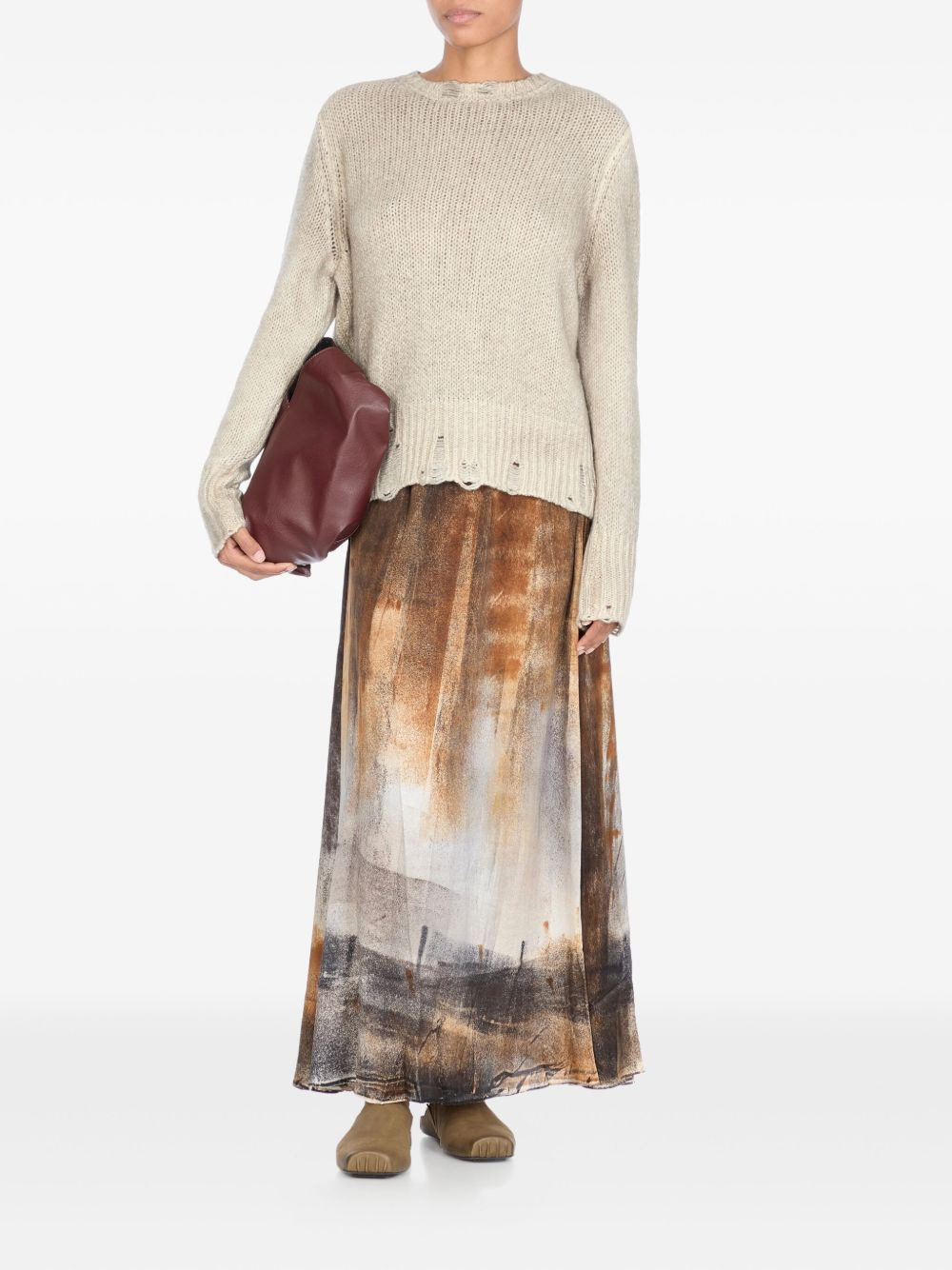 frayed crew-neck sweater - 2