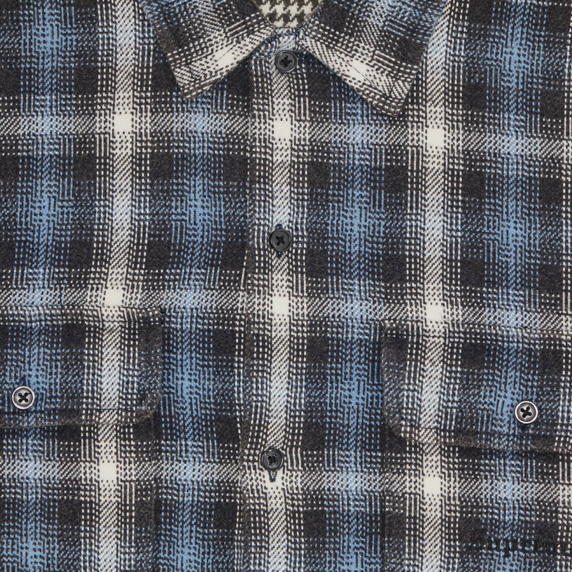 Supreme Houndstooth Plaid Flannel Shirt 'Navy' - 3