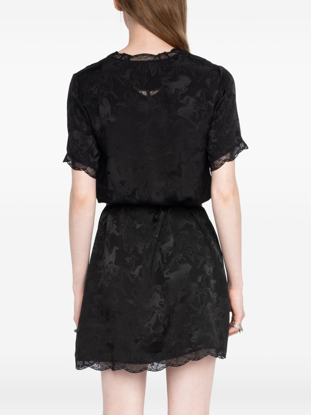 lace-trimmed floral-print mini dress - 4