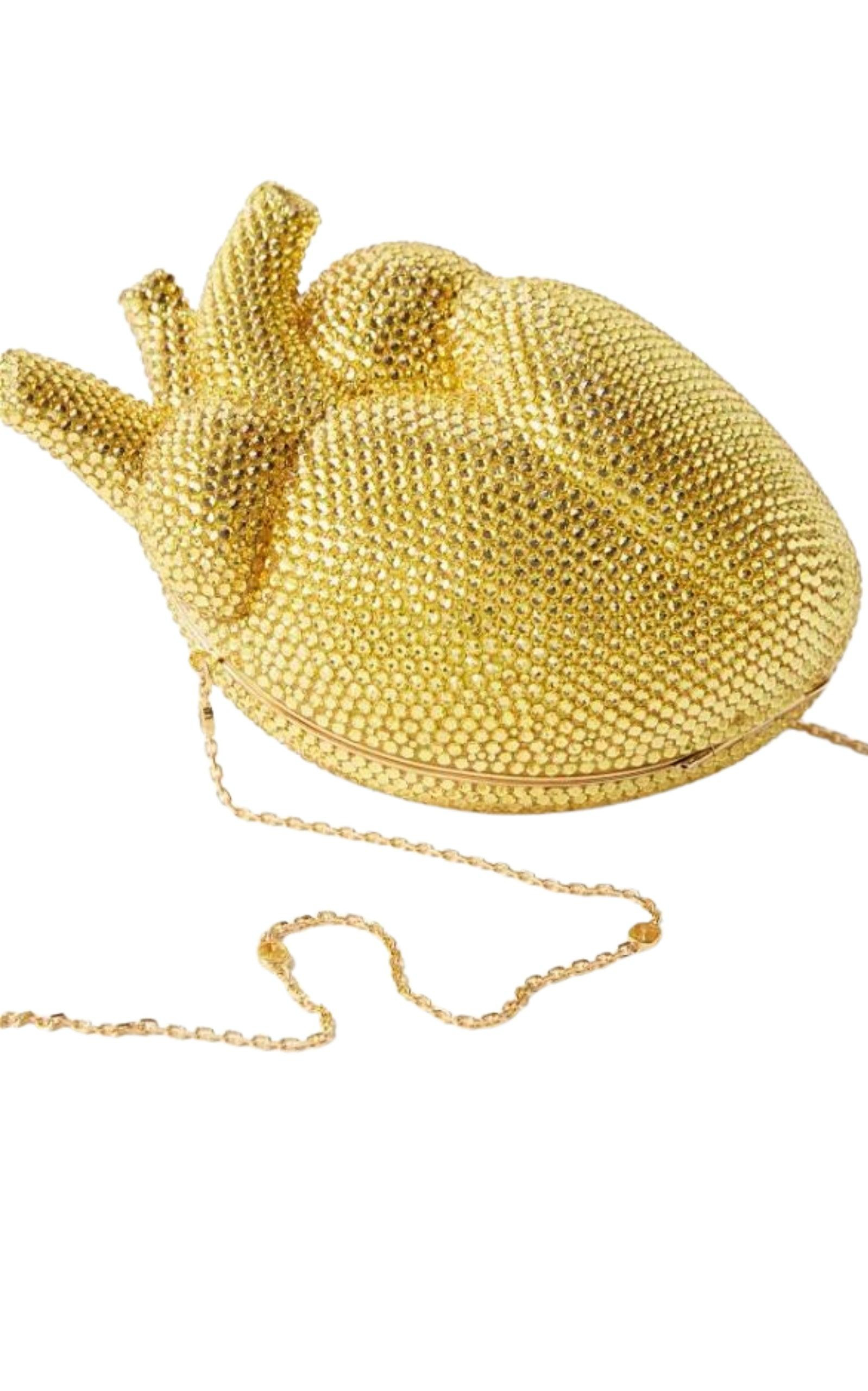 Gold Broadway Heart Crystal-Embellished Clutch Bag - 4