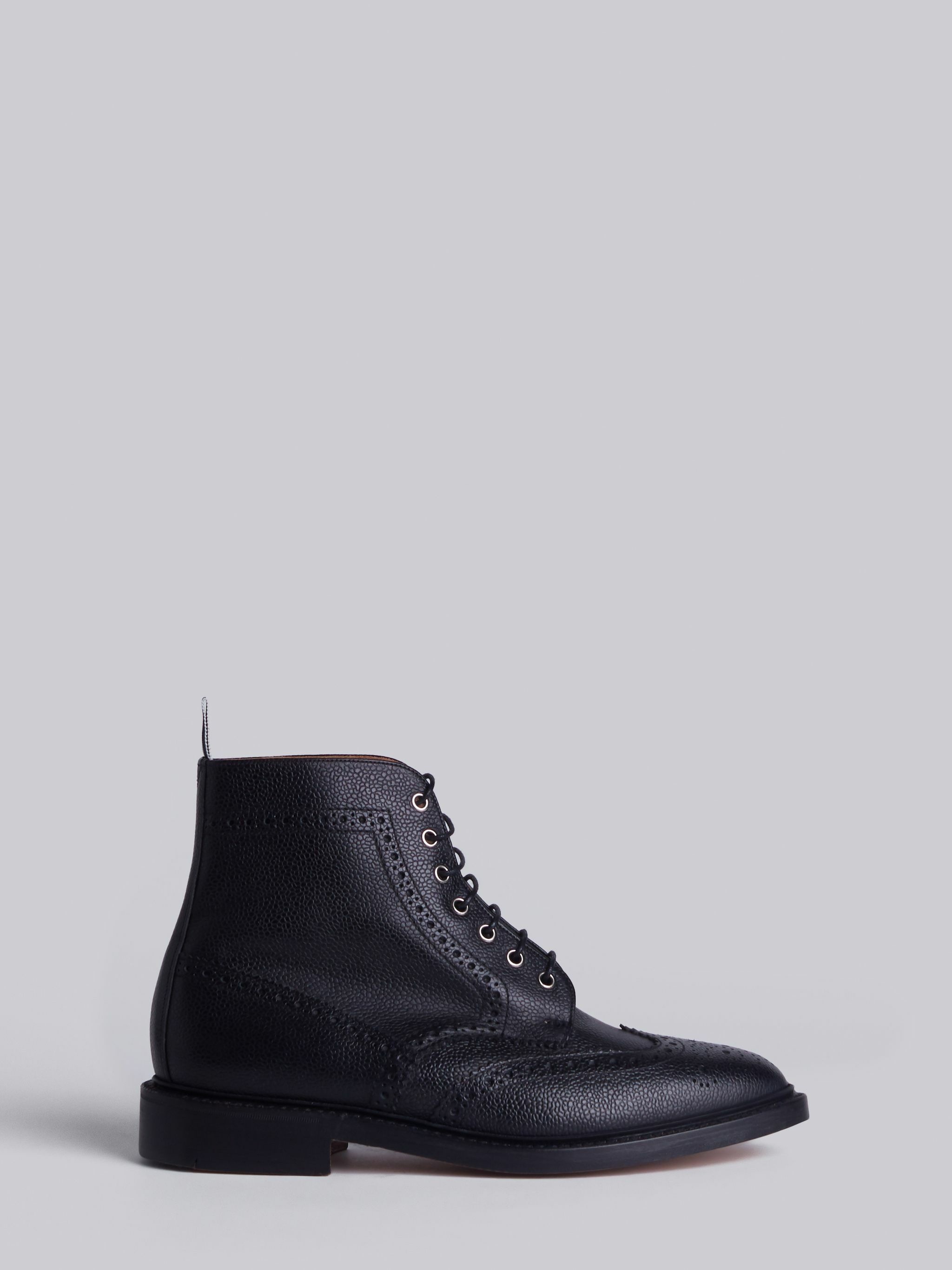 Black Pebble Grain Wingtip Boot - 1