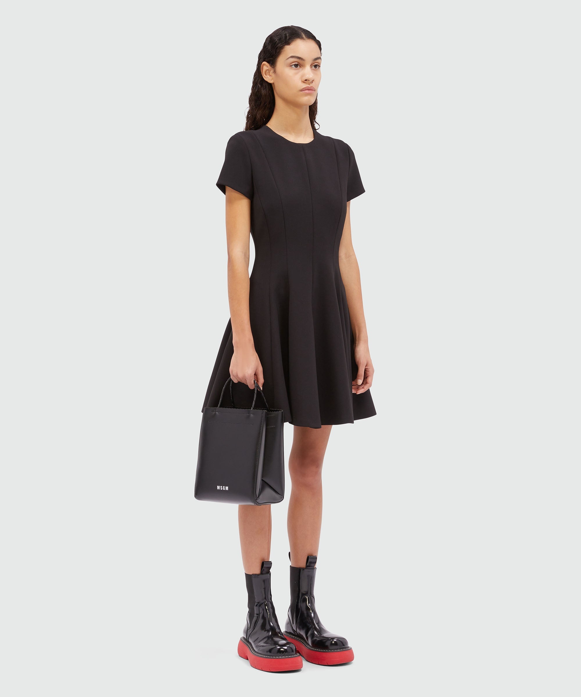 Black matte leather small tote bag - 5