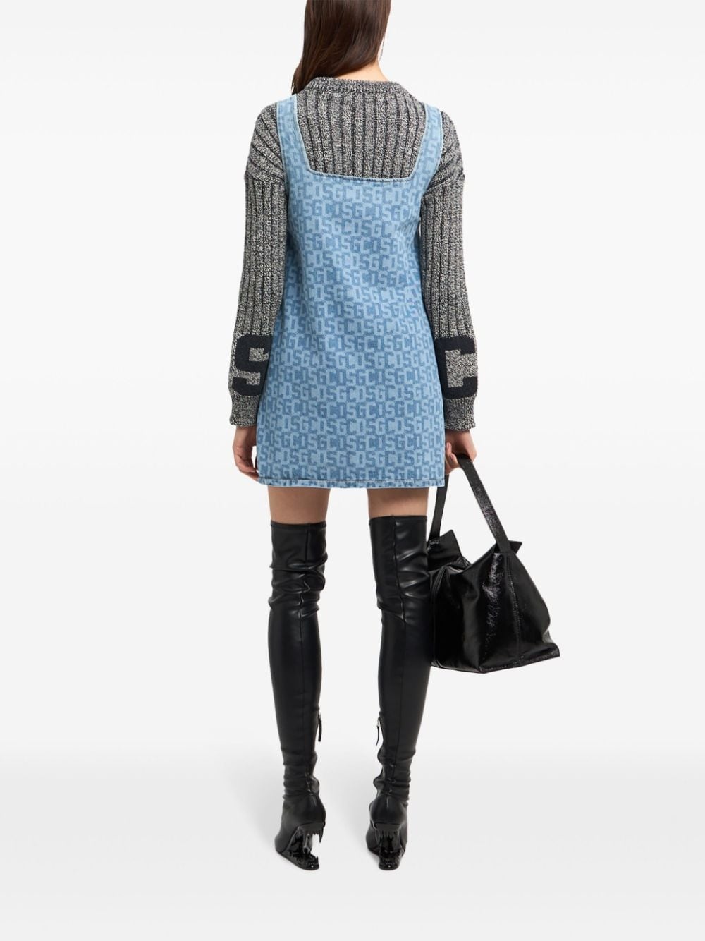 monogram denim dress - 3