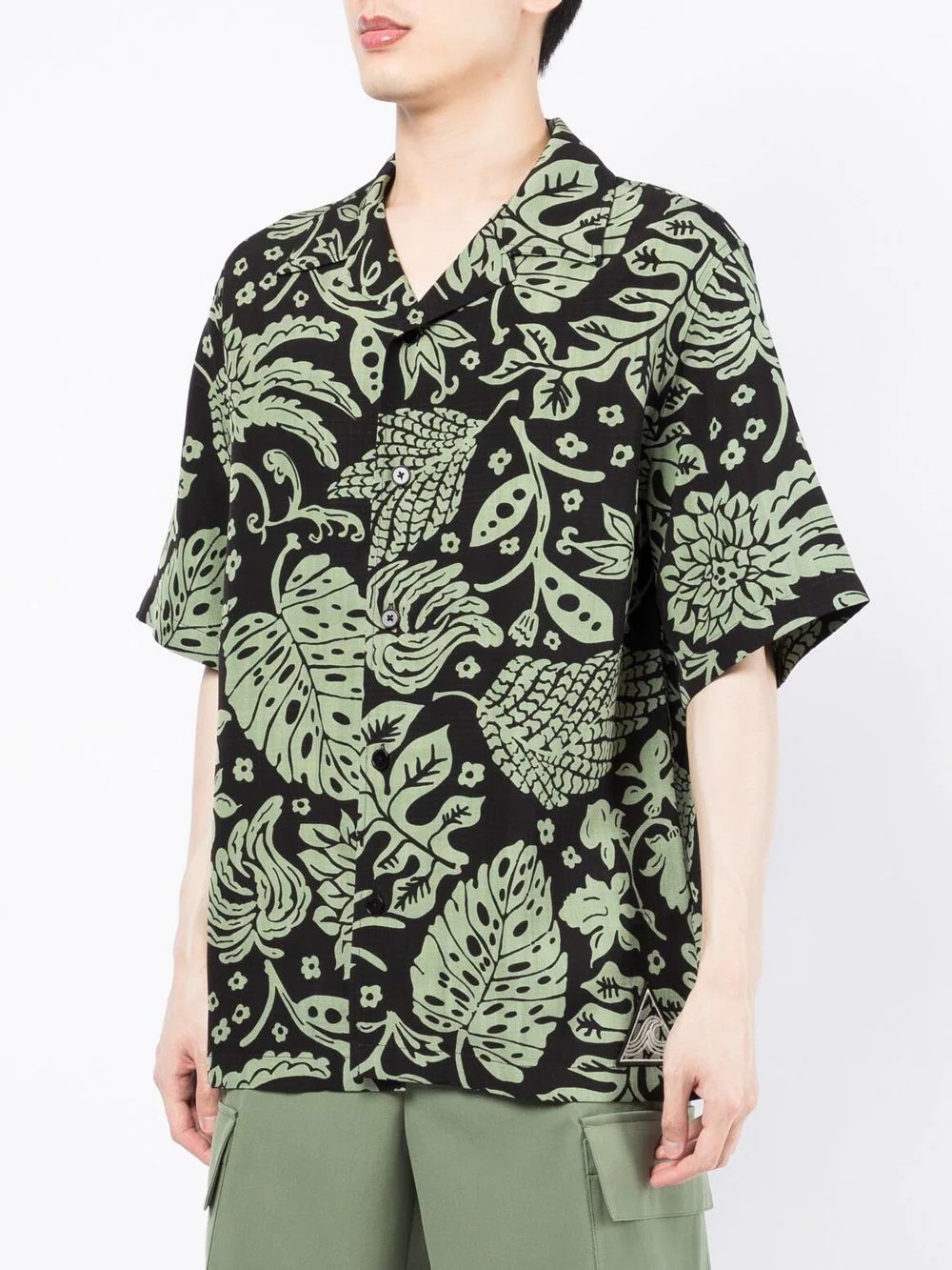 leaf-print short-sleeved shirt - 3