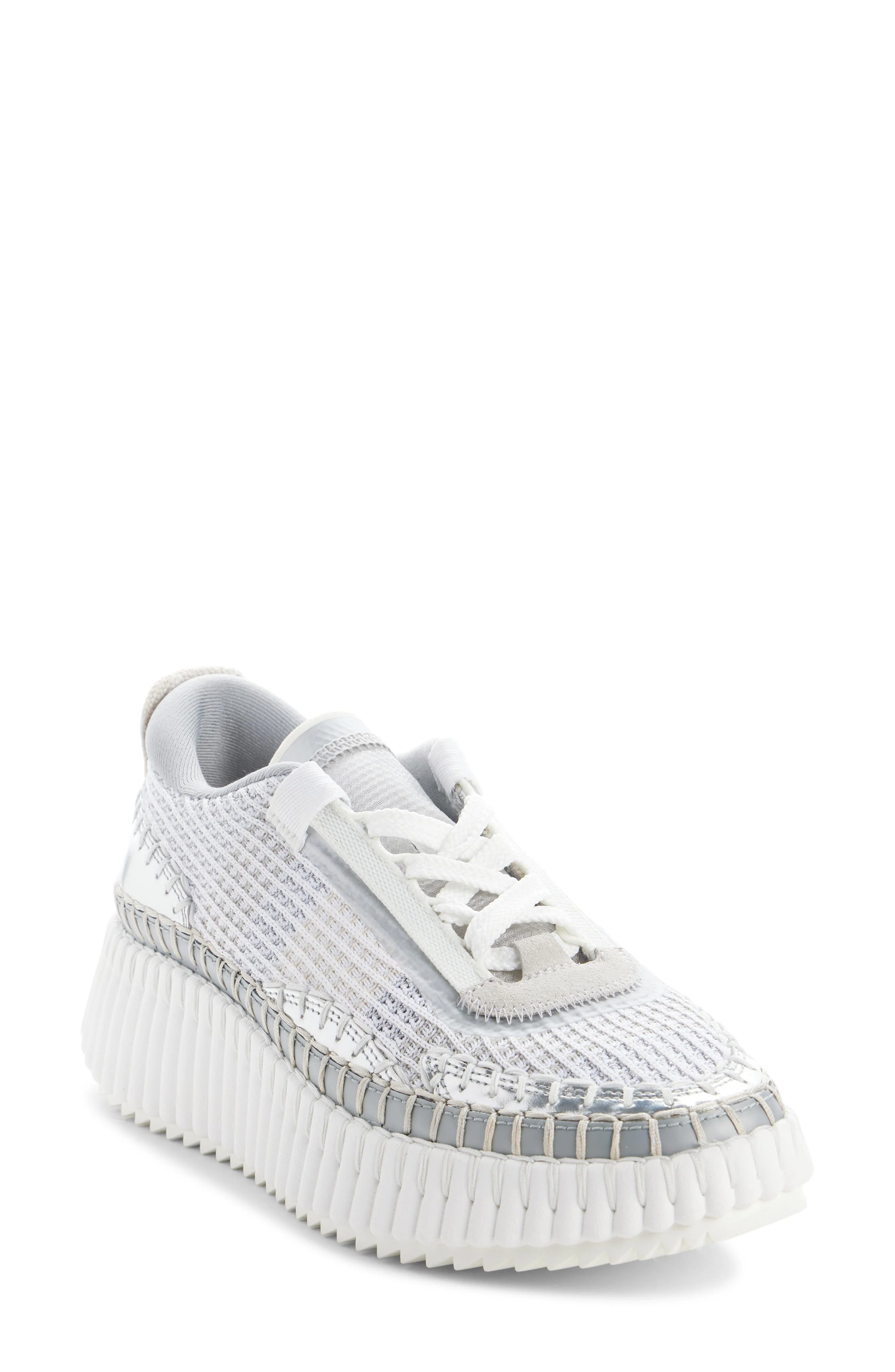 Chloé Nama Platform Sneaker in Silver Grey at Nordstrom - 1