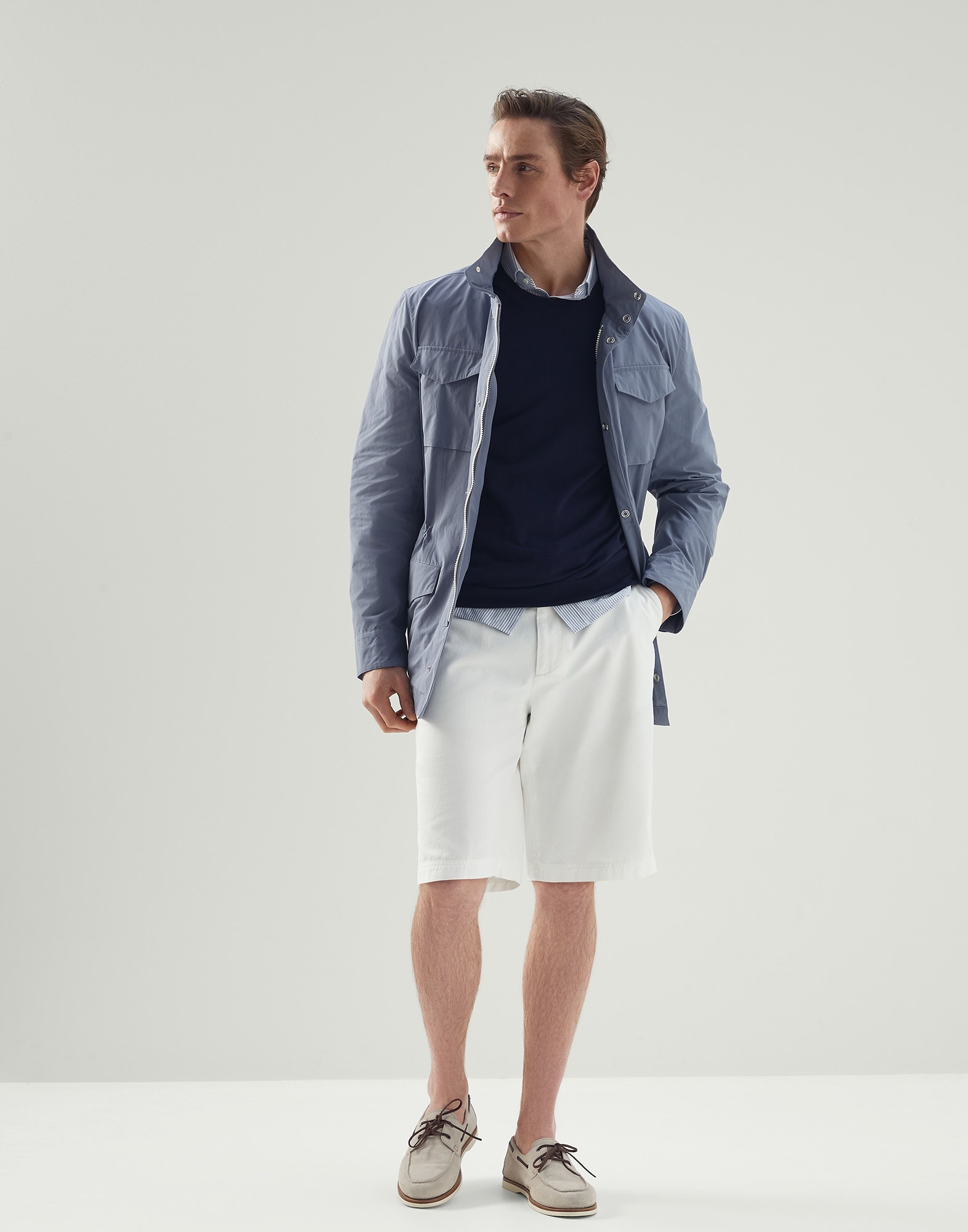 Garment-dyed leisure fit Bermuda shorts in twisted cotton gabardine - 4