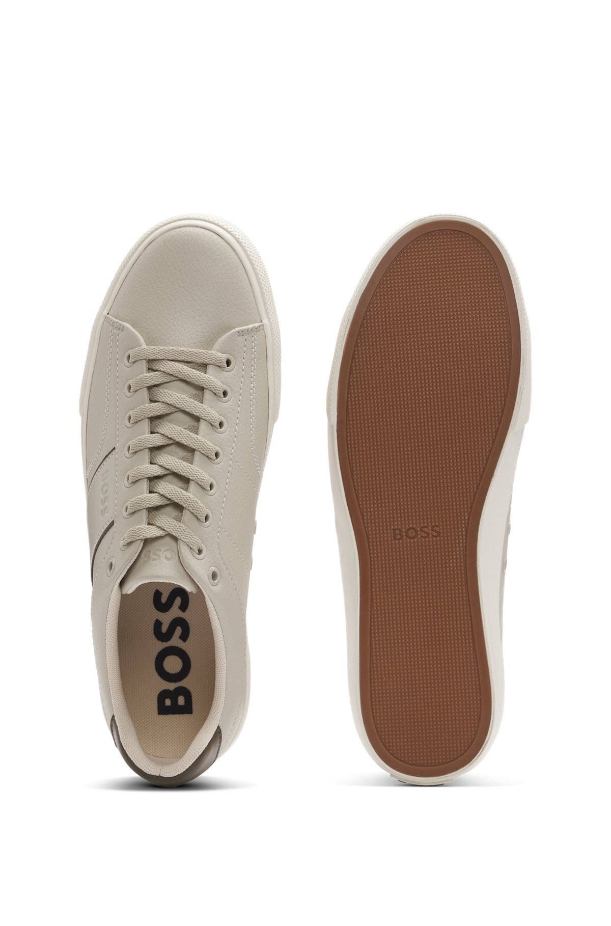 FAUX-LEATHER TRAINERS WITH PLAIN AND GRAINED TEXTURES - 4