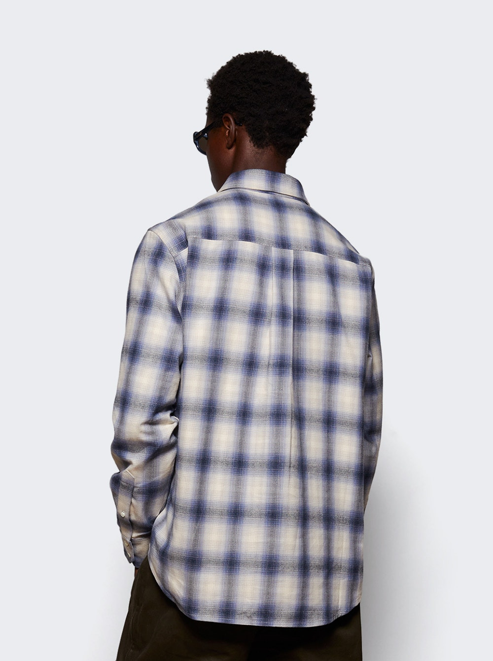 Sequin Plaid Shirt White And Blue - 4