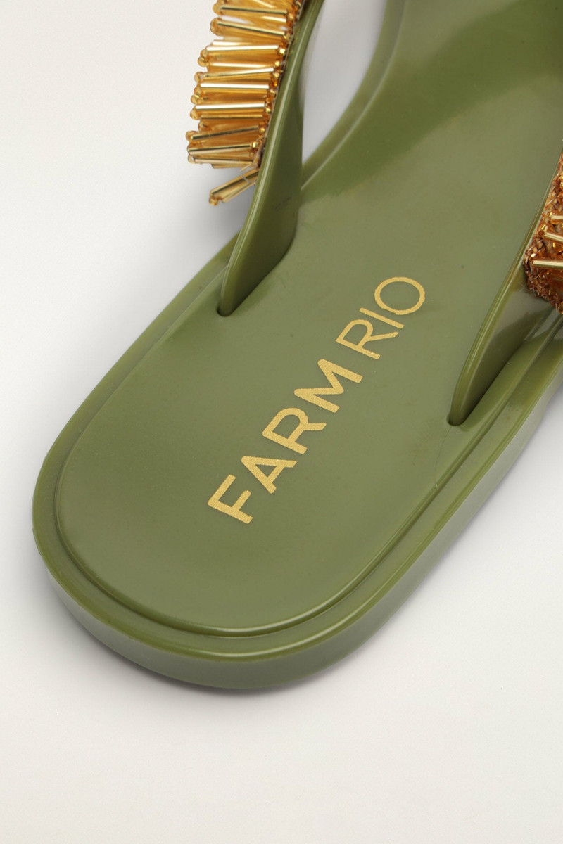 Green Beaded Splash Jelly Sandal 6