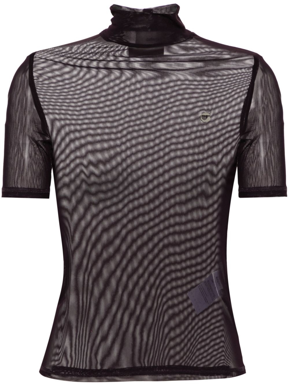 logo-plaque mesh T-shirt - 1
