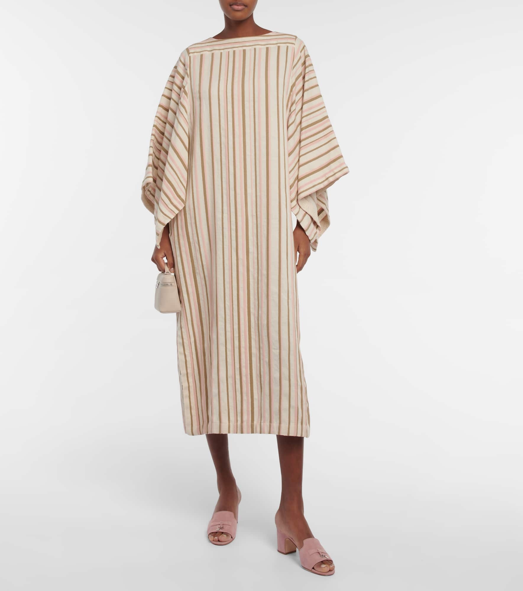 Striped linen-blend midi dress - 2