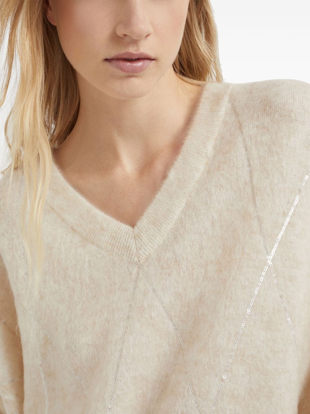 Wool v-necked sweater - 2