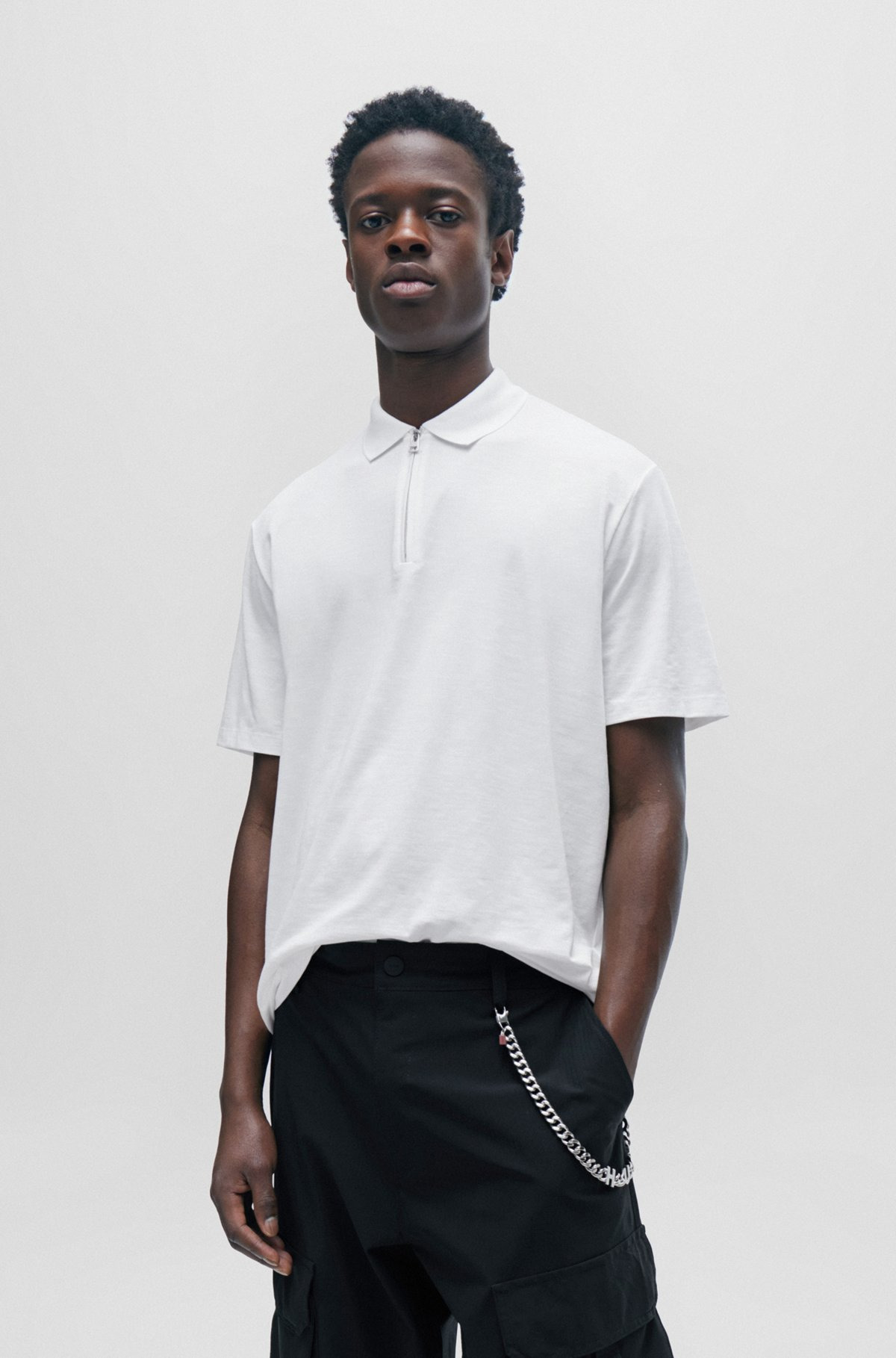 COTTON-BLEND POLO SHIRT WITH ZIP PLACKET - 2