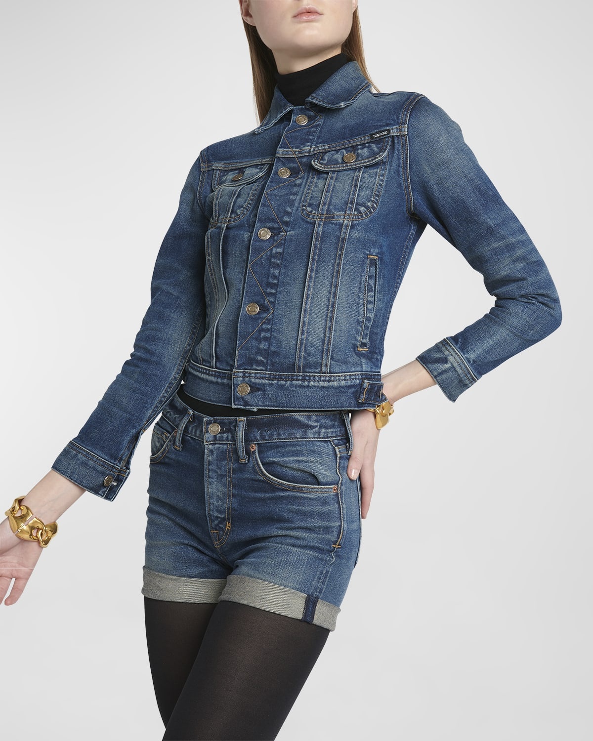 Comfort Stone Washed Denim Crop Jacket - 7