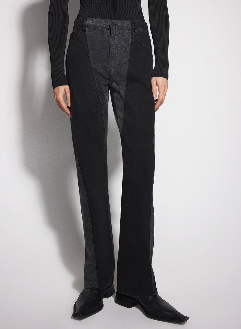 MUGLER washed black bi-material straight leg jeans outlook