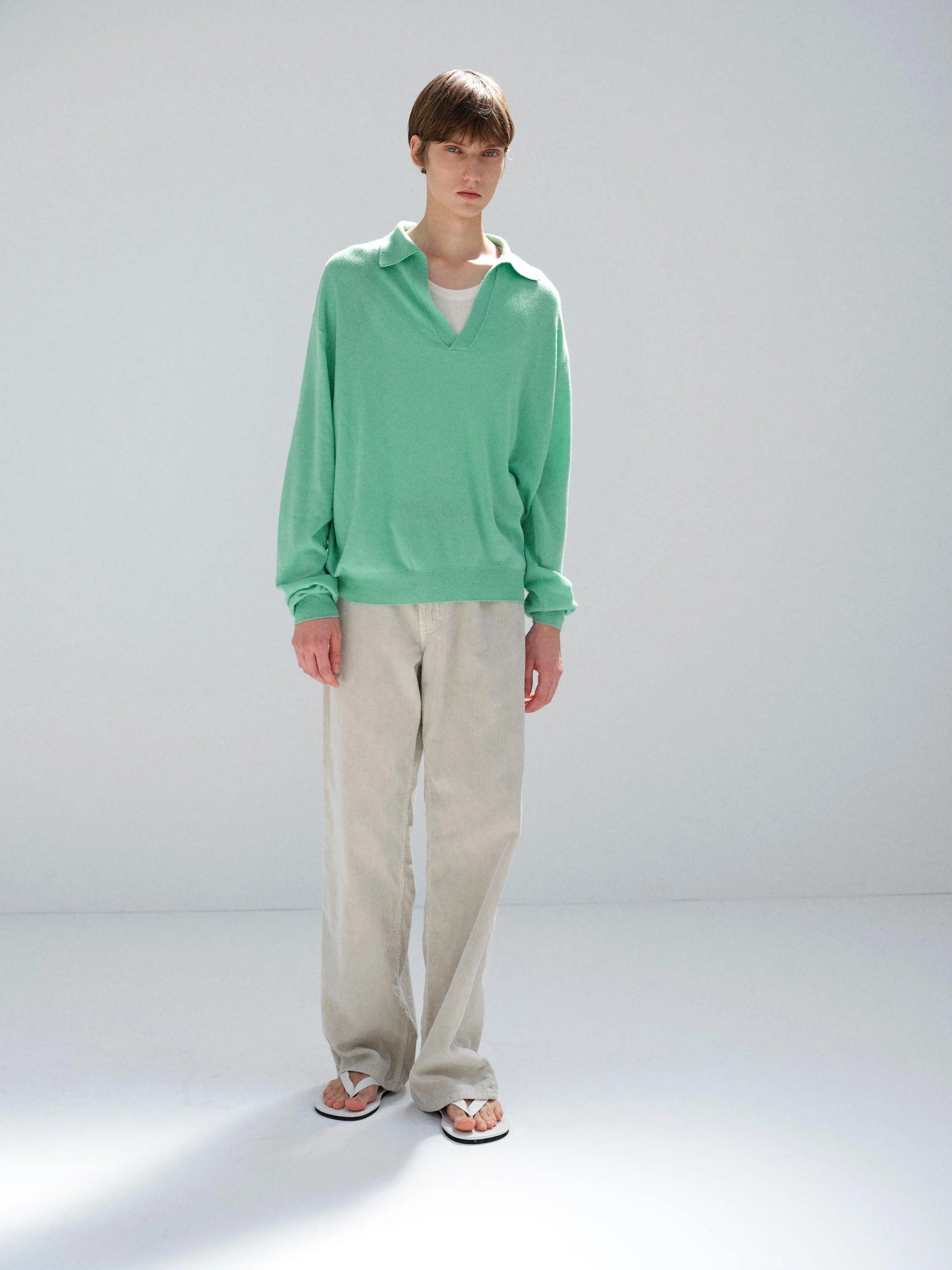 AURALEE SUPER FINE CASHMERE SILK KNIT SKIPPER POLO - A26SP02SC 