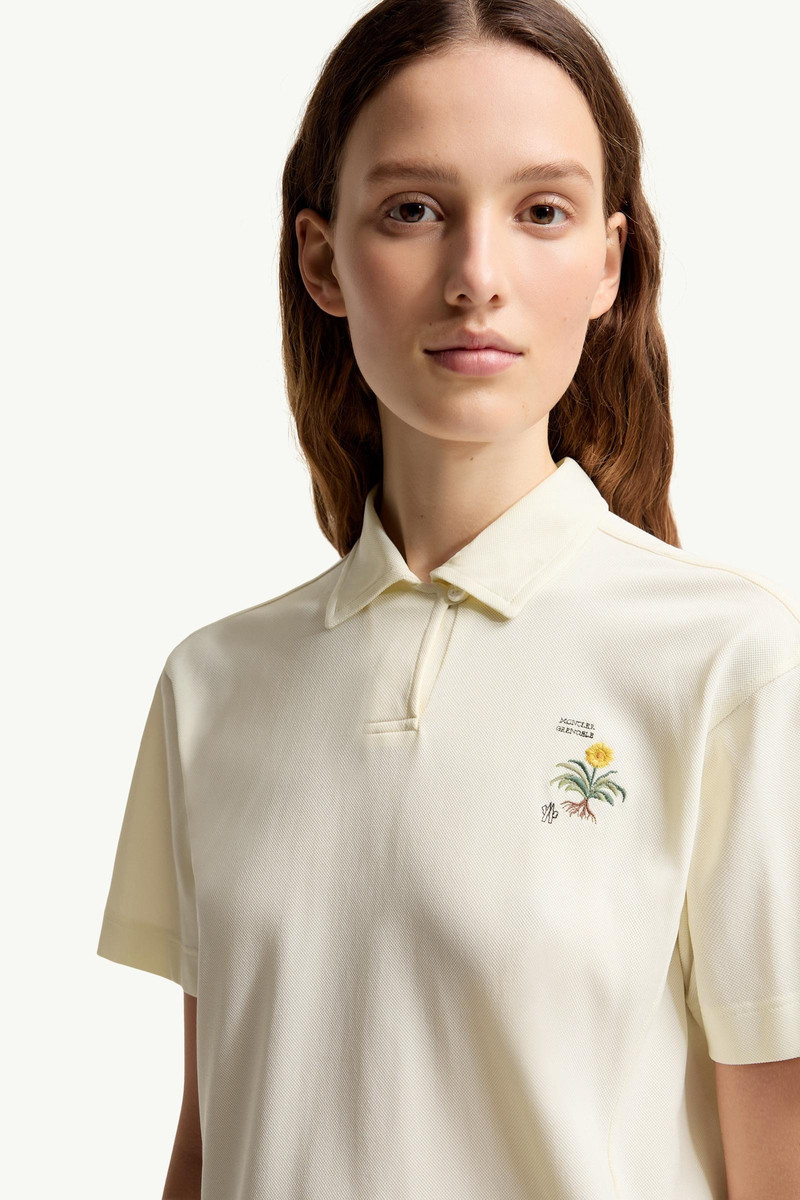 Embroidered Botanical Motif Polo Shirt 6