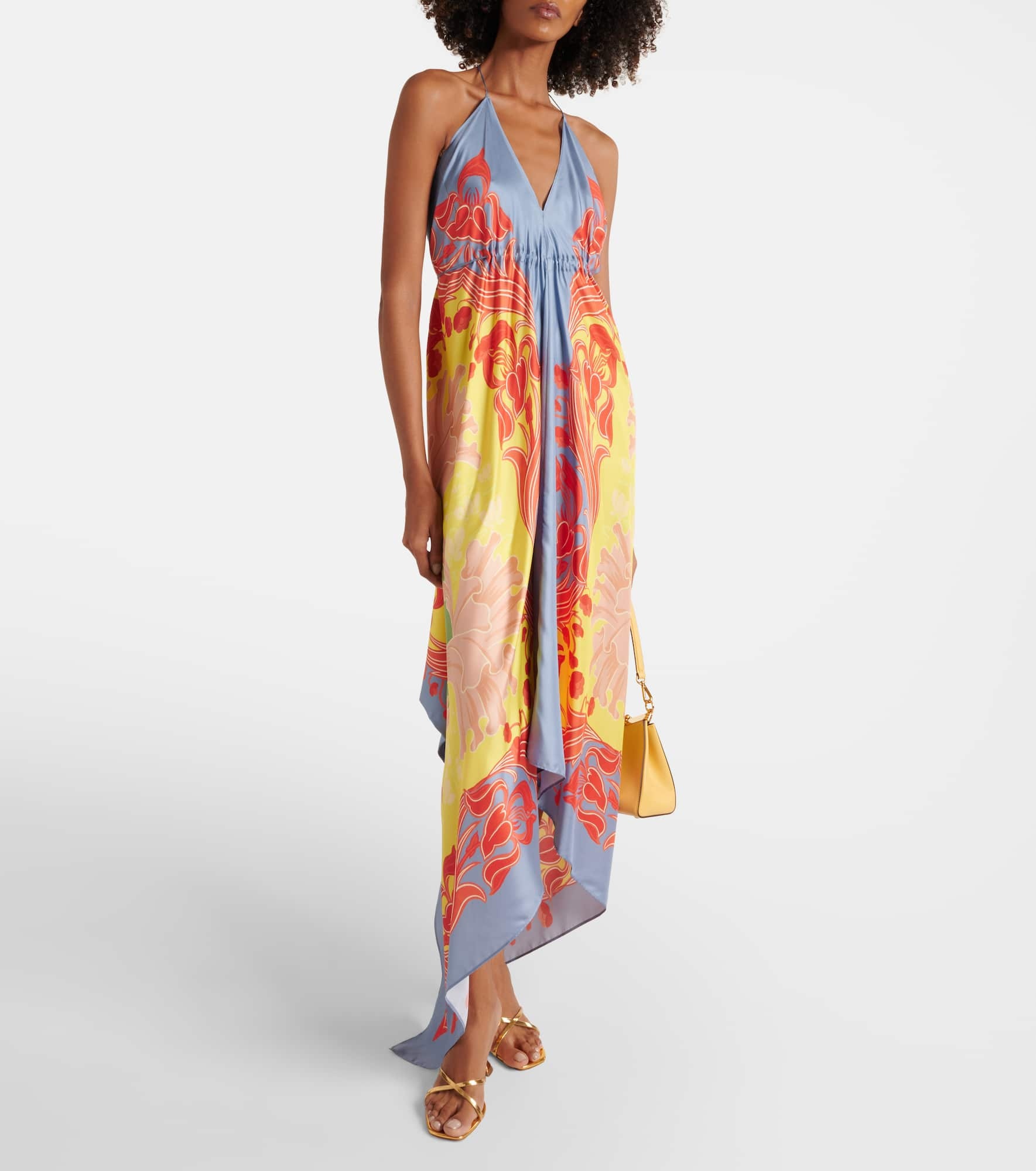 Printed halterneck silk beach dress - 2