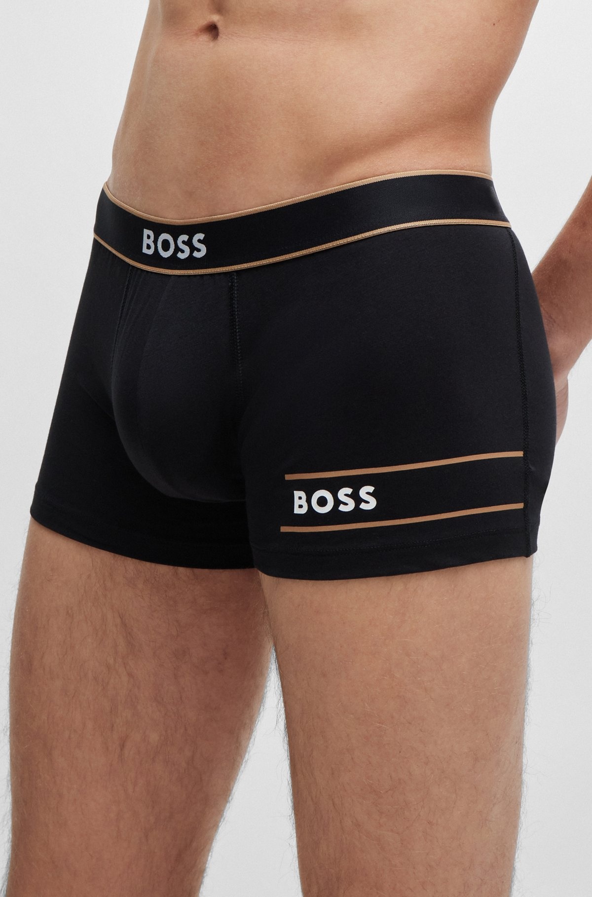 STRETCH-COTTON TRUNKS WITH STRIPES AND BRANDING - 4