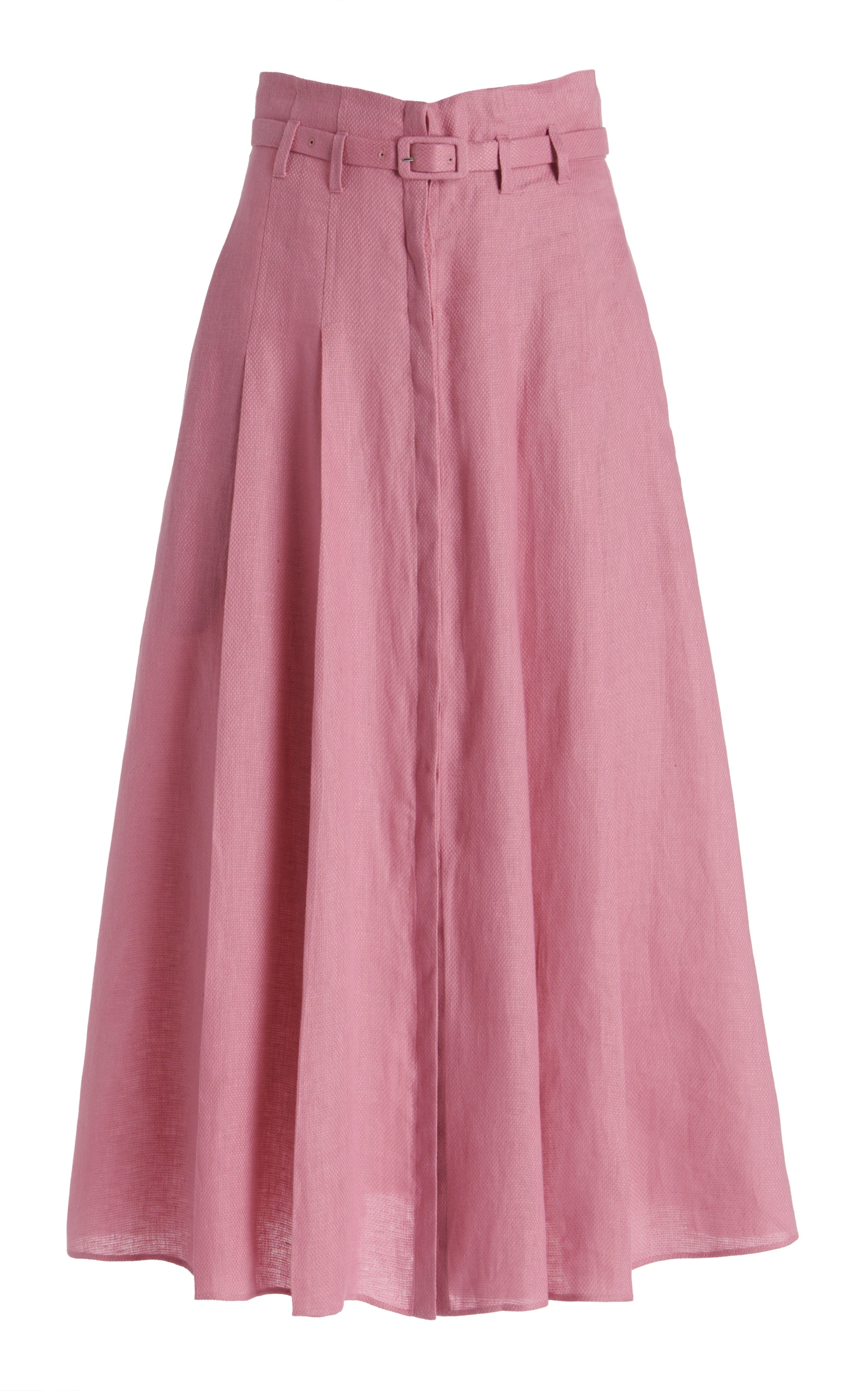 Dugald Pleated Skirt in Rose Quartz Aloe Linen - 1