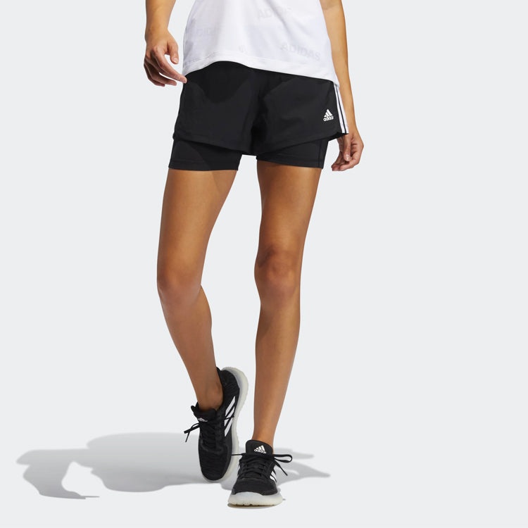(WMNS) adidas Pacer 3s 2 In 1 Training Sports Shorts Black GL7686 - 3