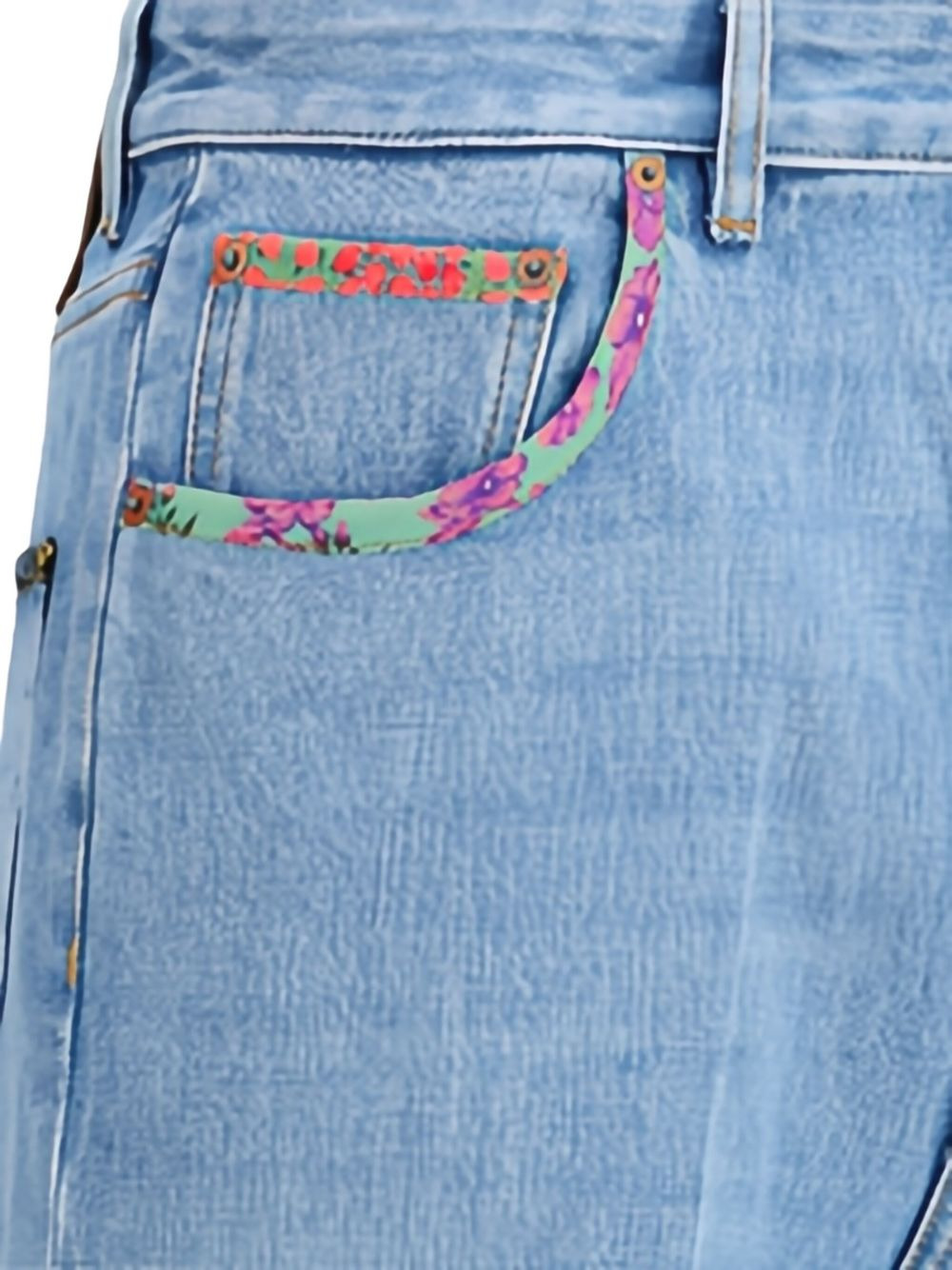 floral-trim jeans - 5