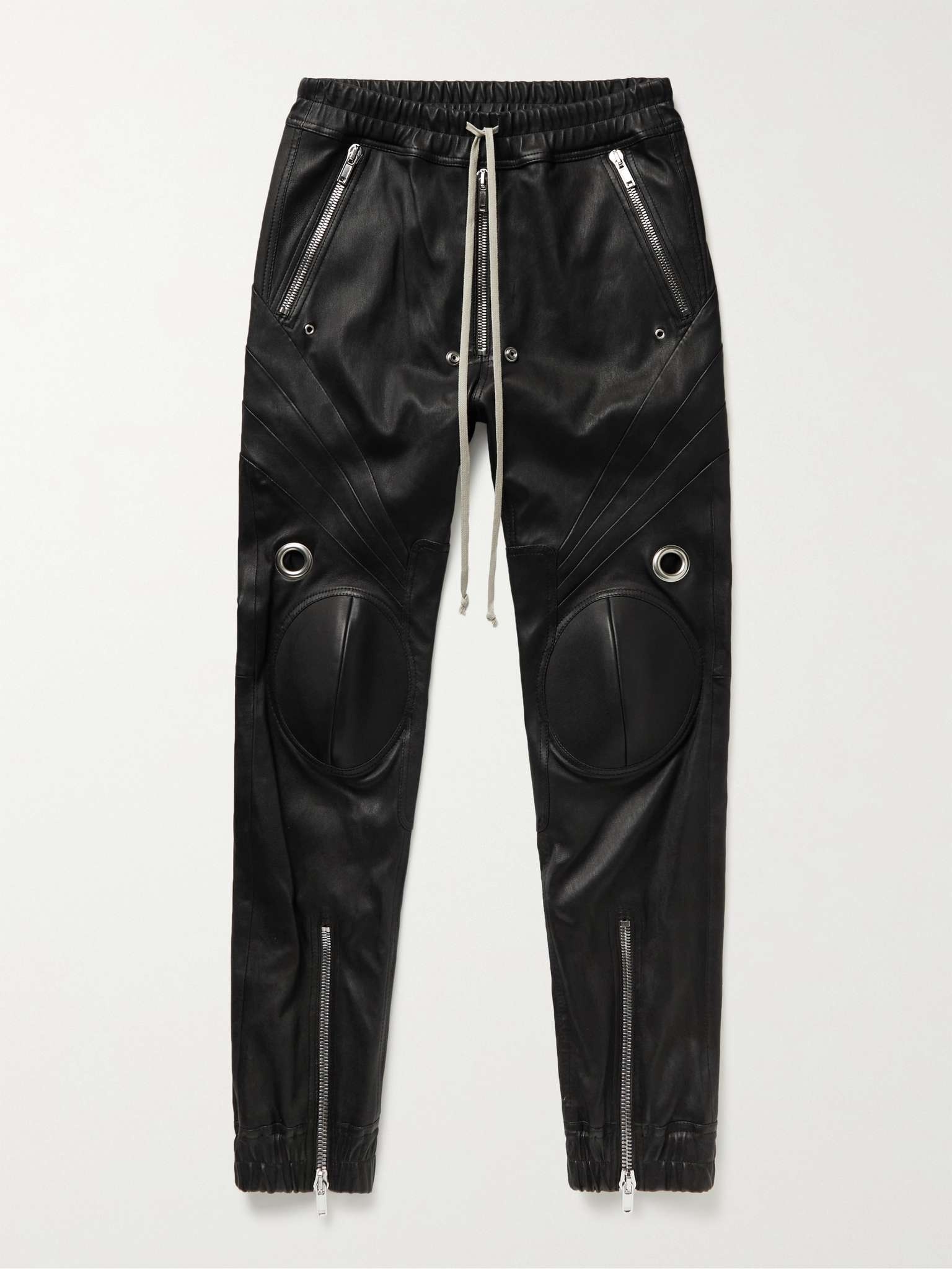 Skinny-Fit Stretch Leather and Cotton-Blend Drawstring Trousers - 1