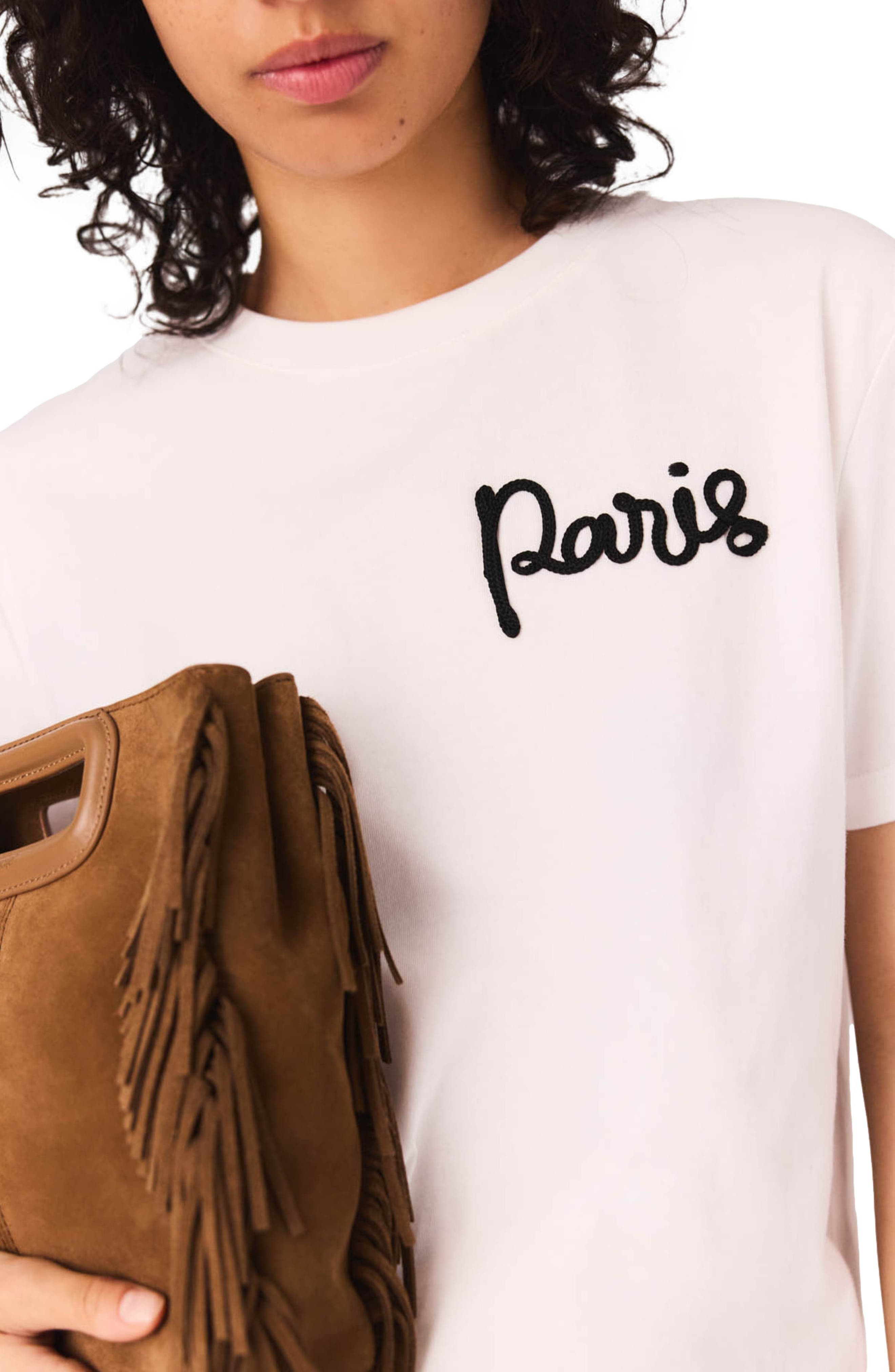 maje T-shirt with embroidered Paris logo in White at Nordstrom - 5