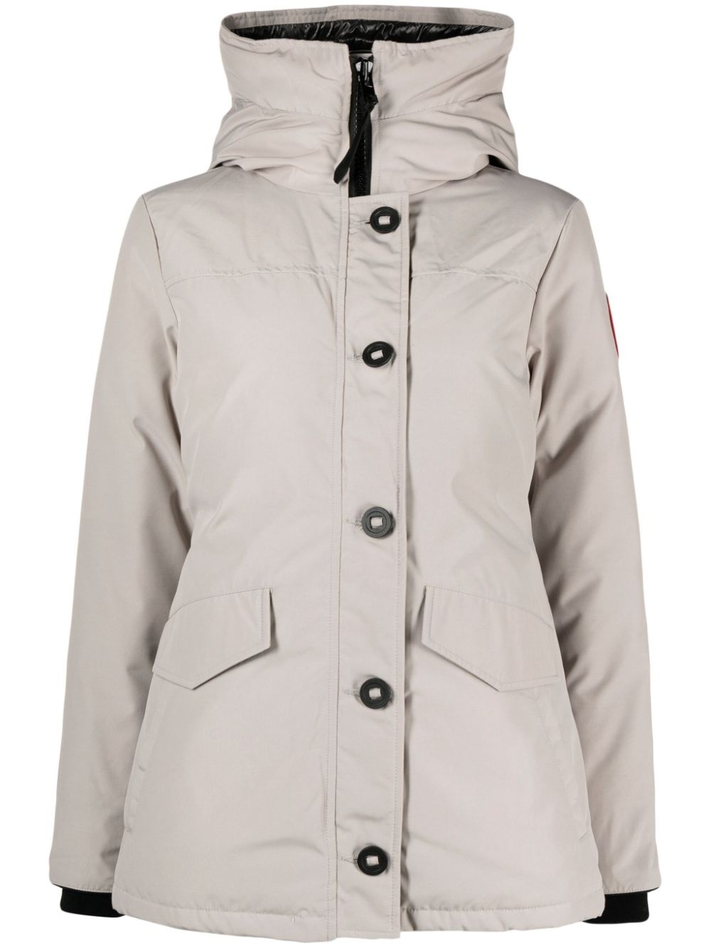 logo-patch hooded down coat - 2