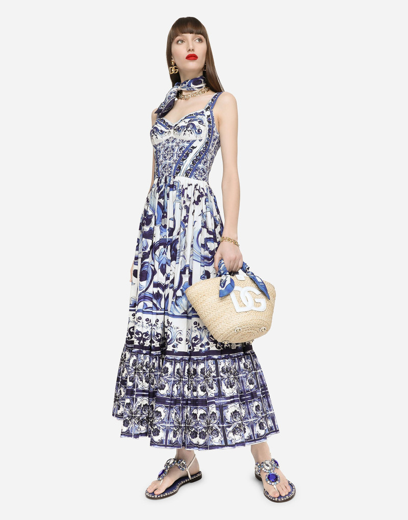 Calf-length bustier dress in majolica-print poplin 6