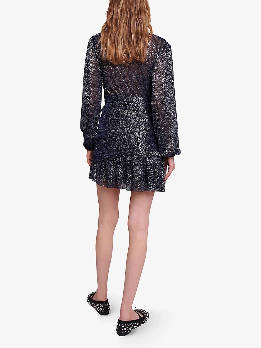 Runnylo glittered draped woven mini dress - 4