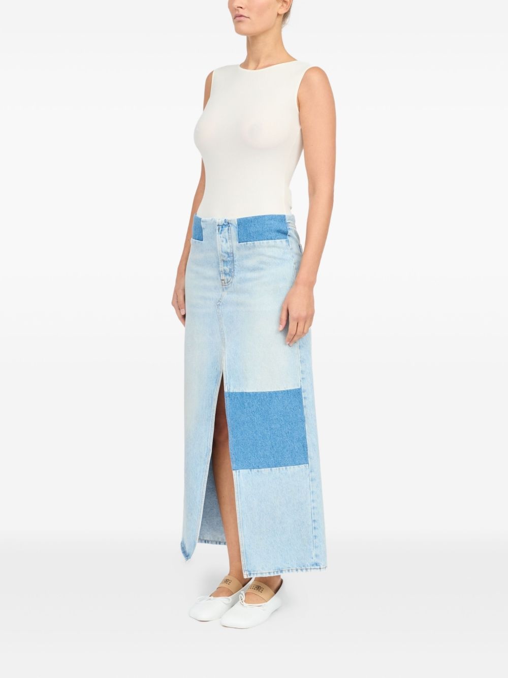 patchwork denim skirt - 4