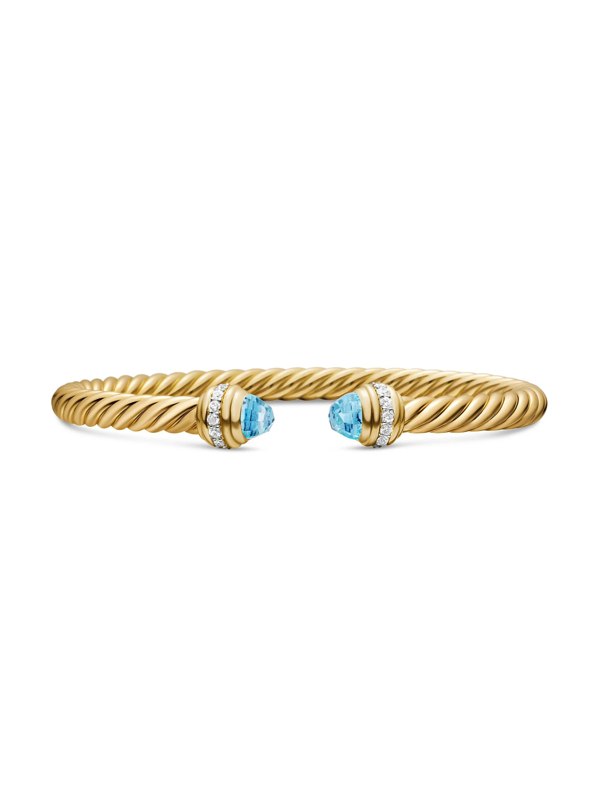 Women's Classic Cablespira Bracelet in 18K Yellow Gold - Blue Topaz - 1