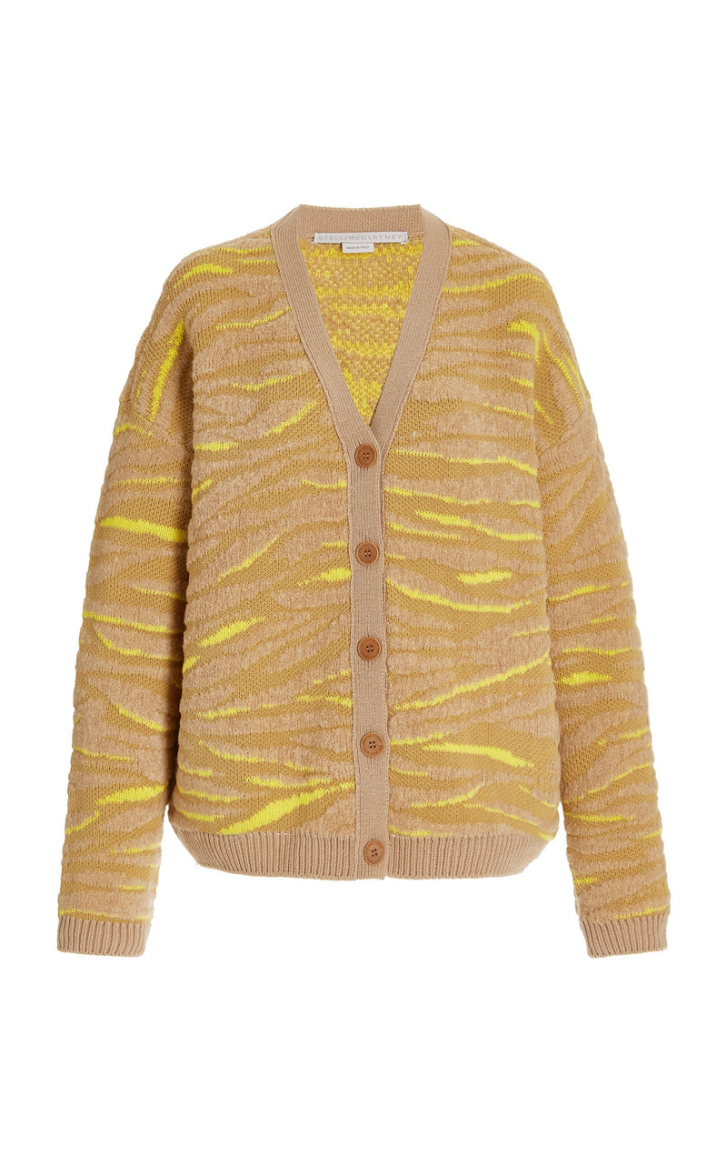 Oversized Animal-Patterned Wool-Blend Cardigan animal 1