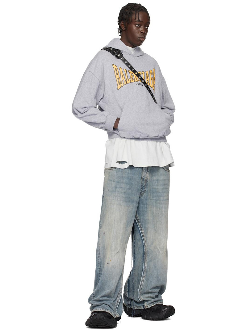 BALENCIAGA Men's Balenciaga Boxing Lined Hoodie 정규적인 적합 회색 outlook