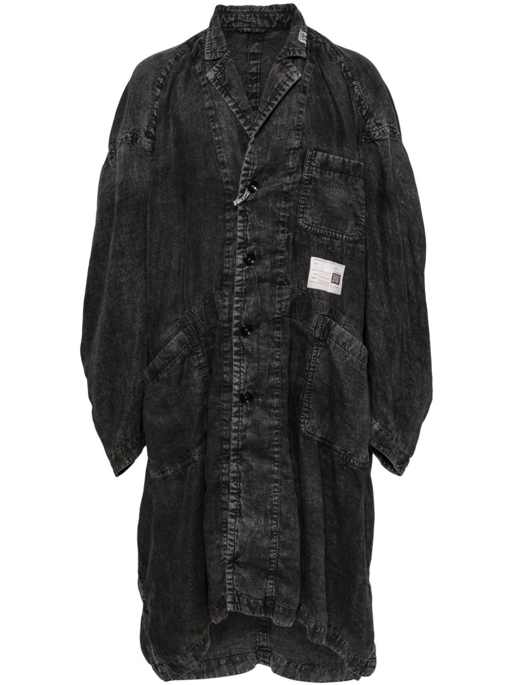 single-breasted linen coat - 1