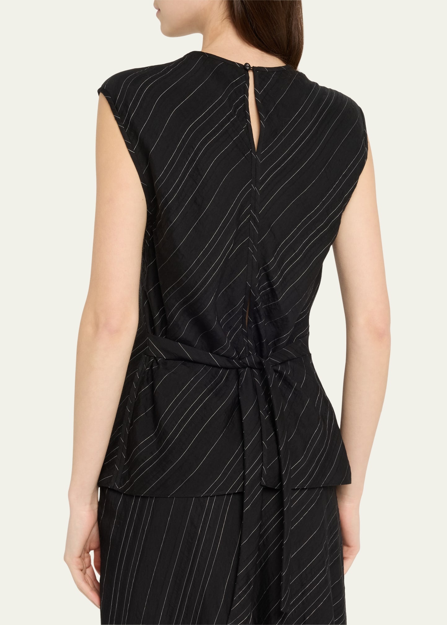 Trina Woven Stripe Tie Top - 3