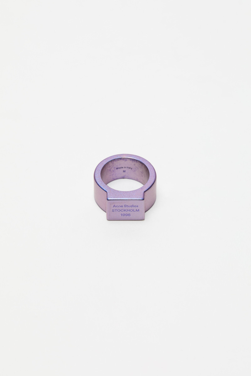 Logo engraved signet ring - Silver blue 1