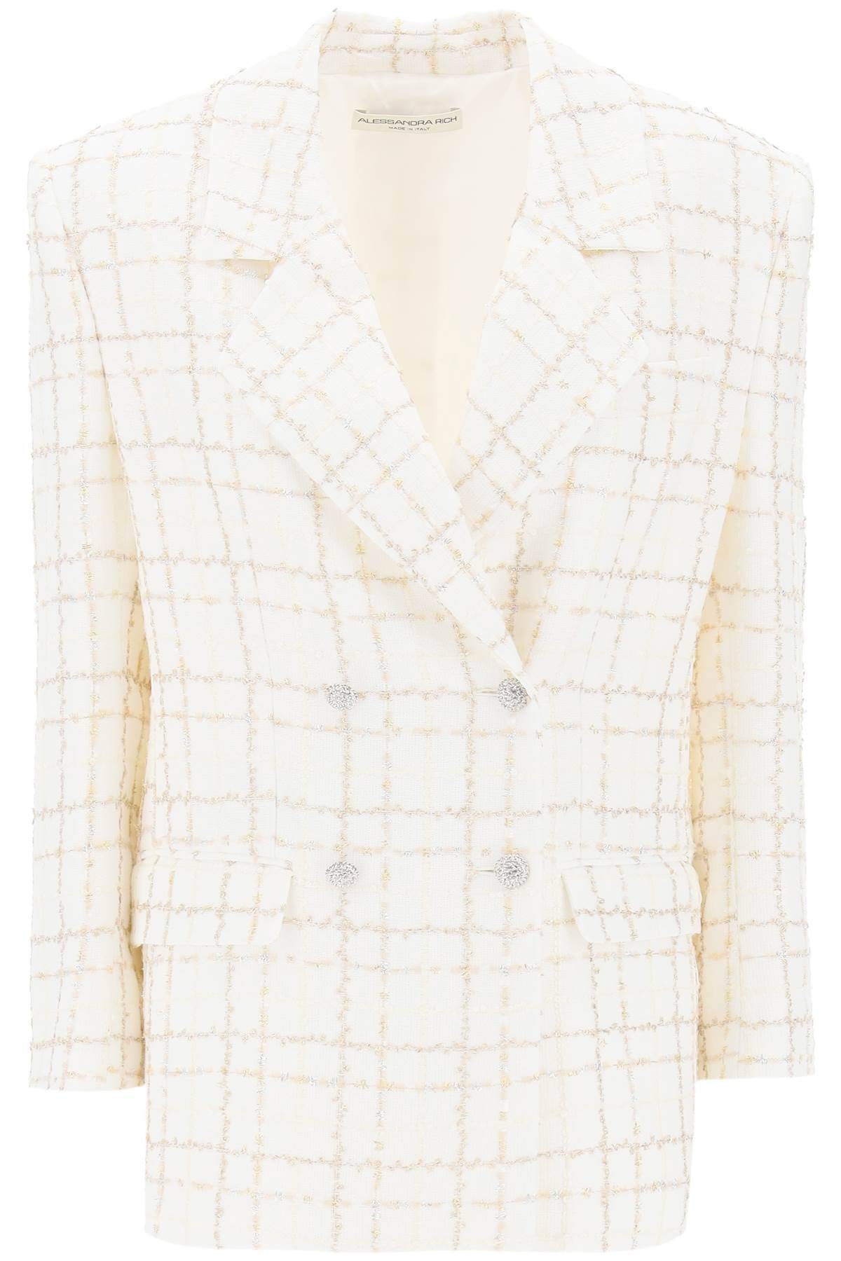 Alessandra Rich Oversized Tweed Jacket With Plaid Pattern - 1