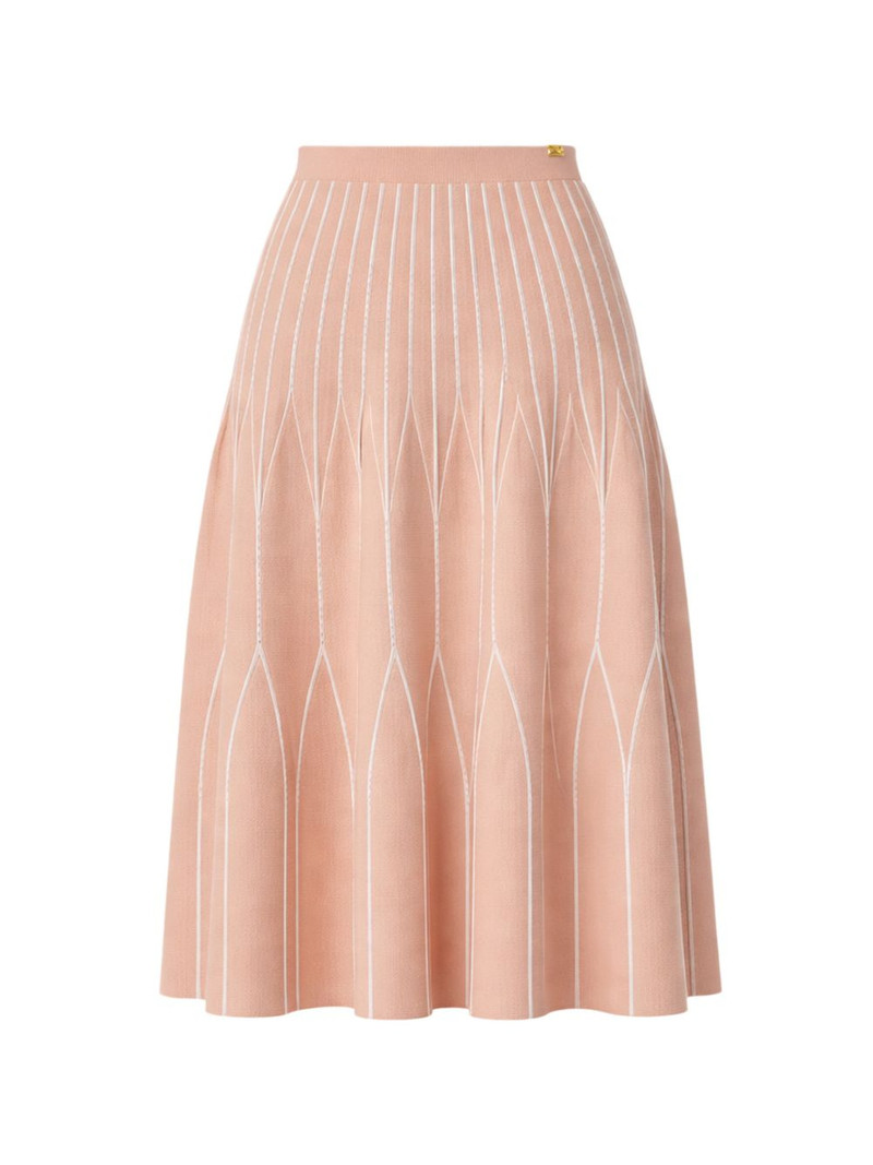 two-tone pleated knit midi skirt 1